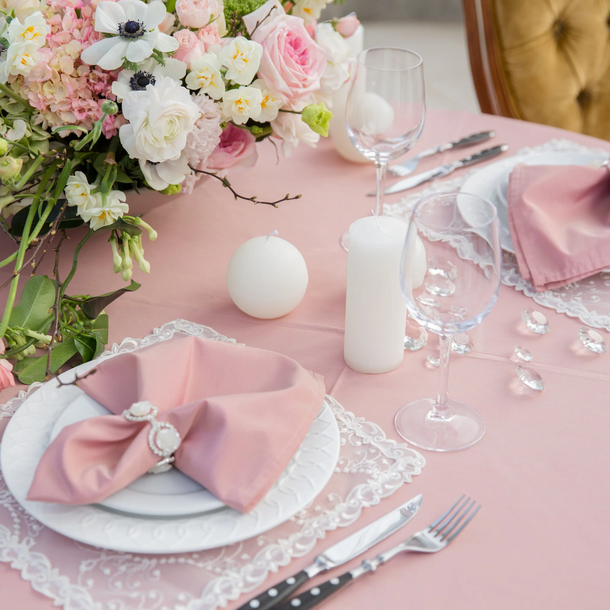 Premium Polyester Napkin 20"x20" - Dusty Rose/Mauve - Image 2