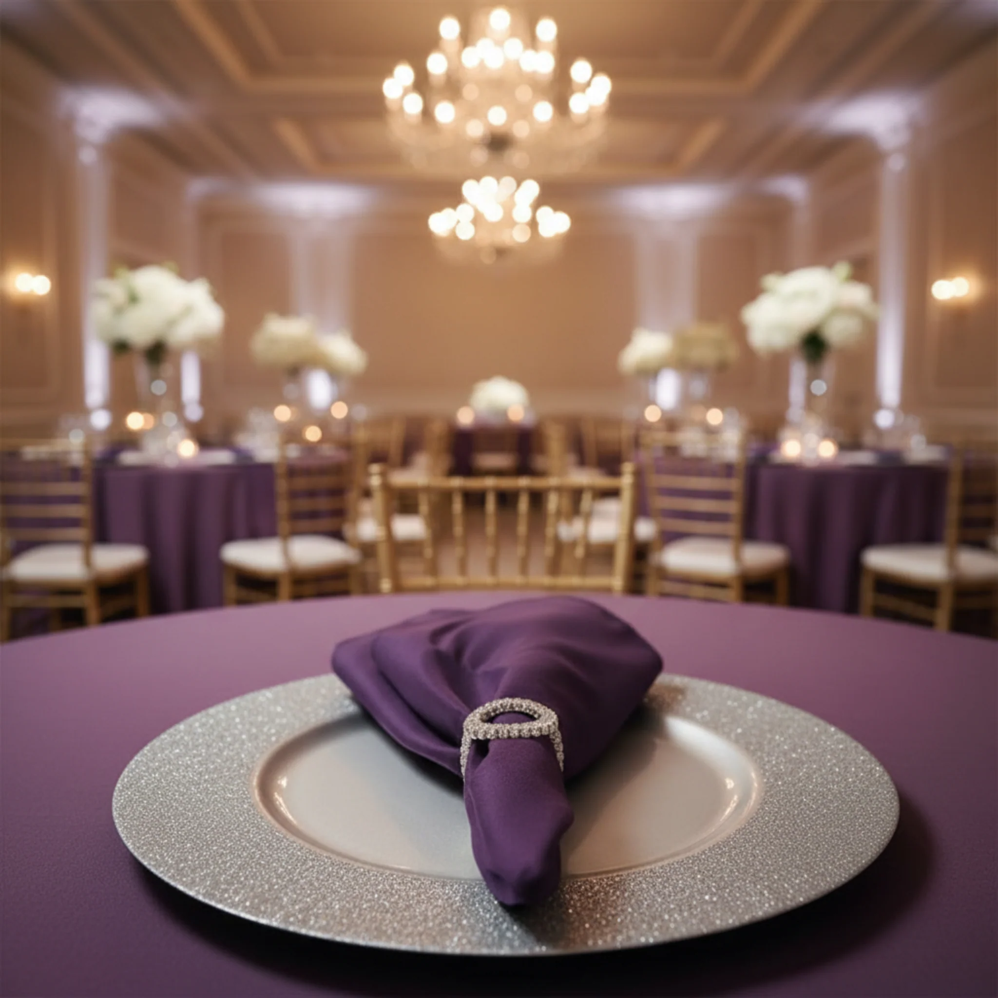 Premium Polyester Napkin 20"x20" - Eggplant/Plum - Image 2