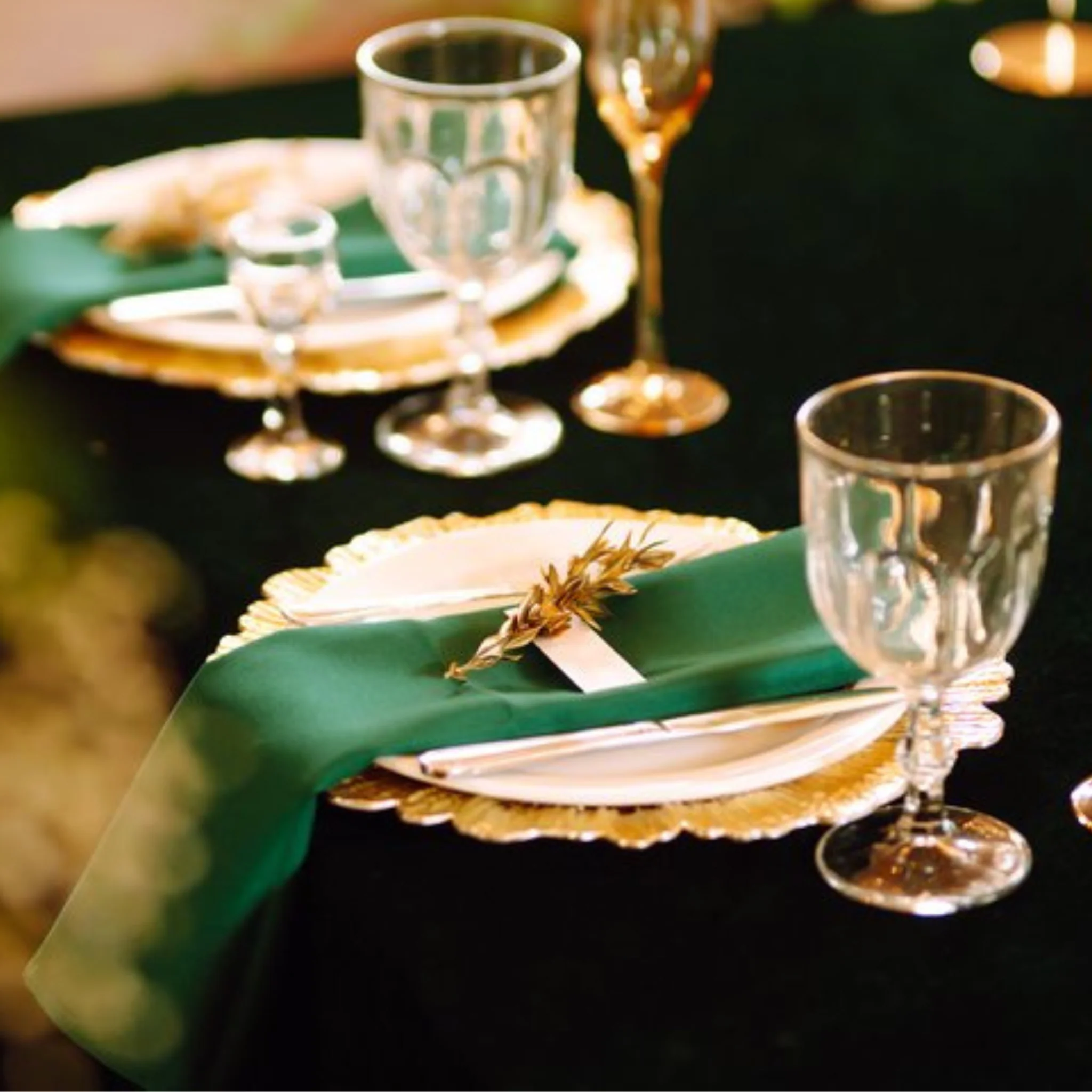 Premium Polyester Napkin 20"x20" - Emerald Green - Image 2