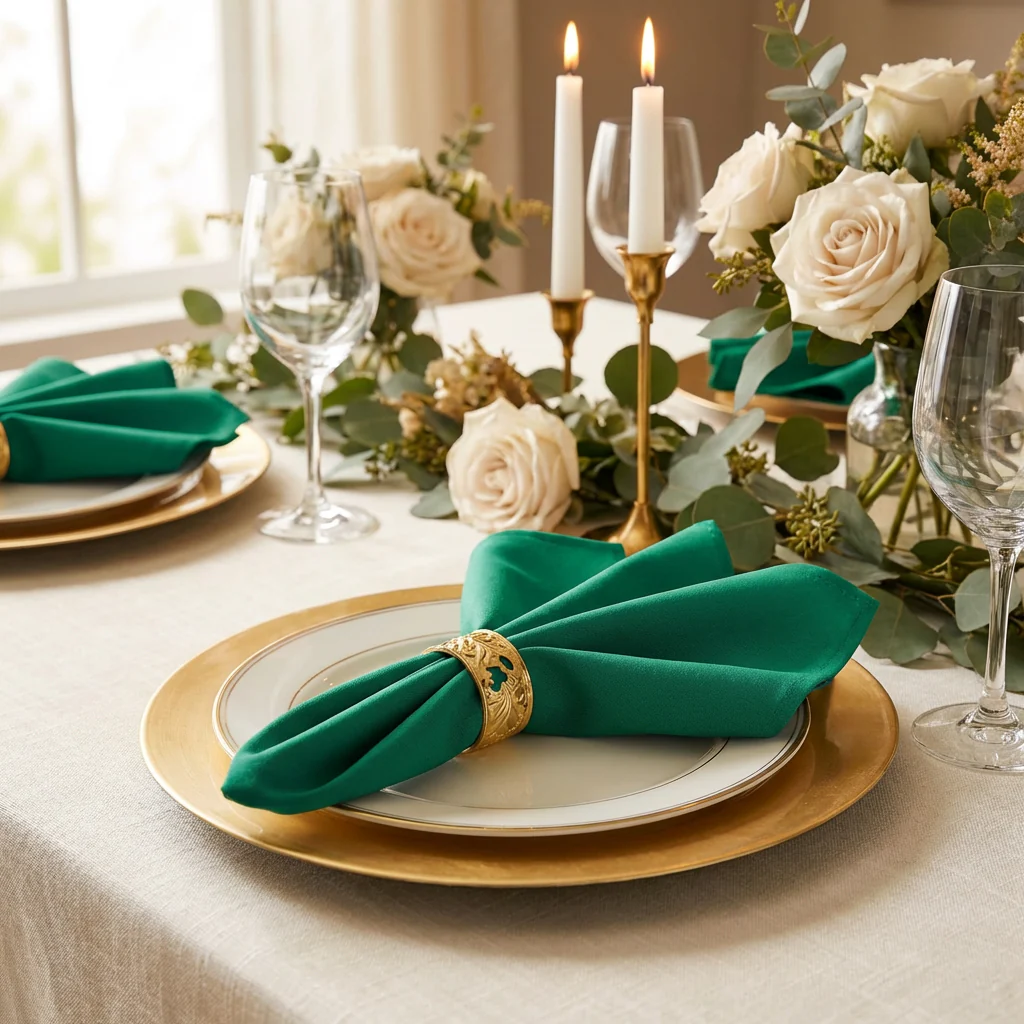 Premium Polyester Napkin 20"x20" - Emerald Green - Image 4