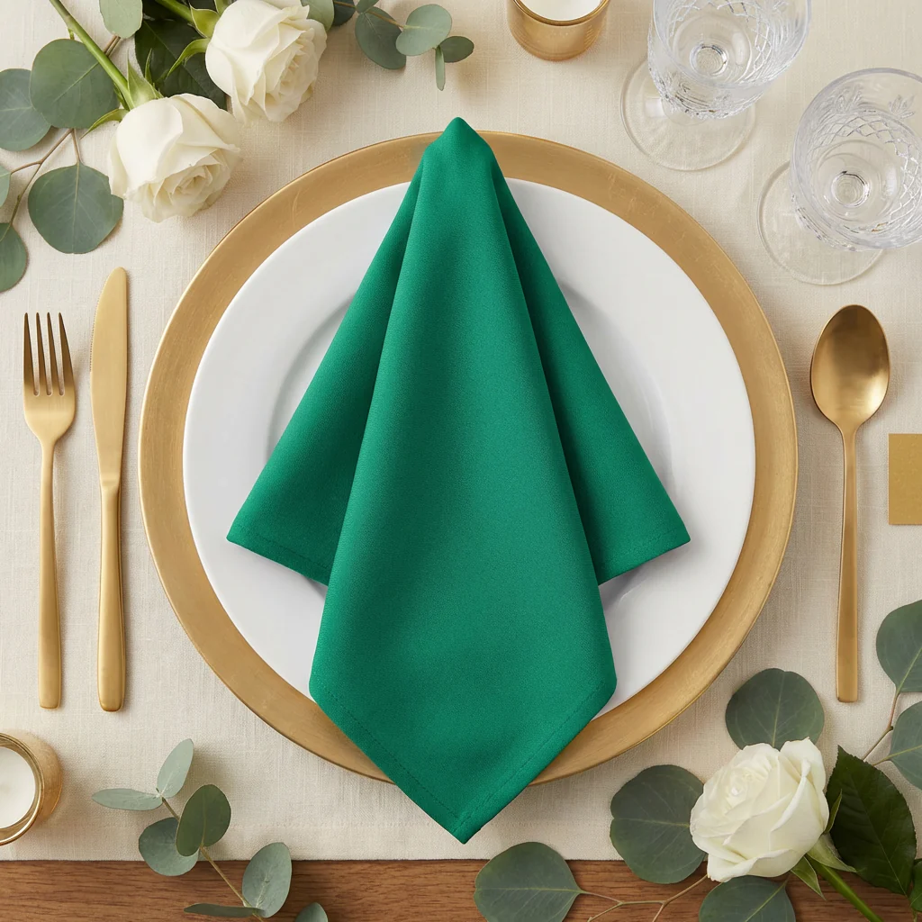 Premium Polyester Napkin 20"x20" - Emerald Green - Image 5