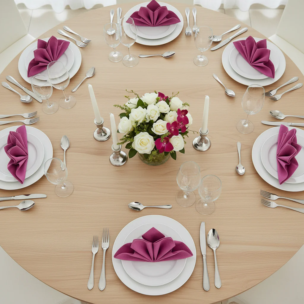 Premium Polyester Napkin 20"x20" - Fuchsia - Image 3