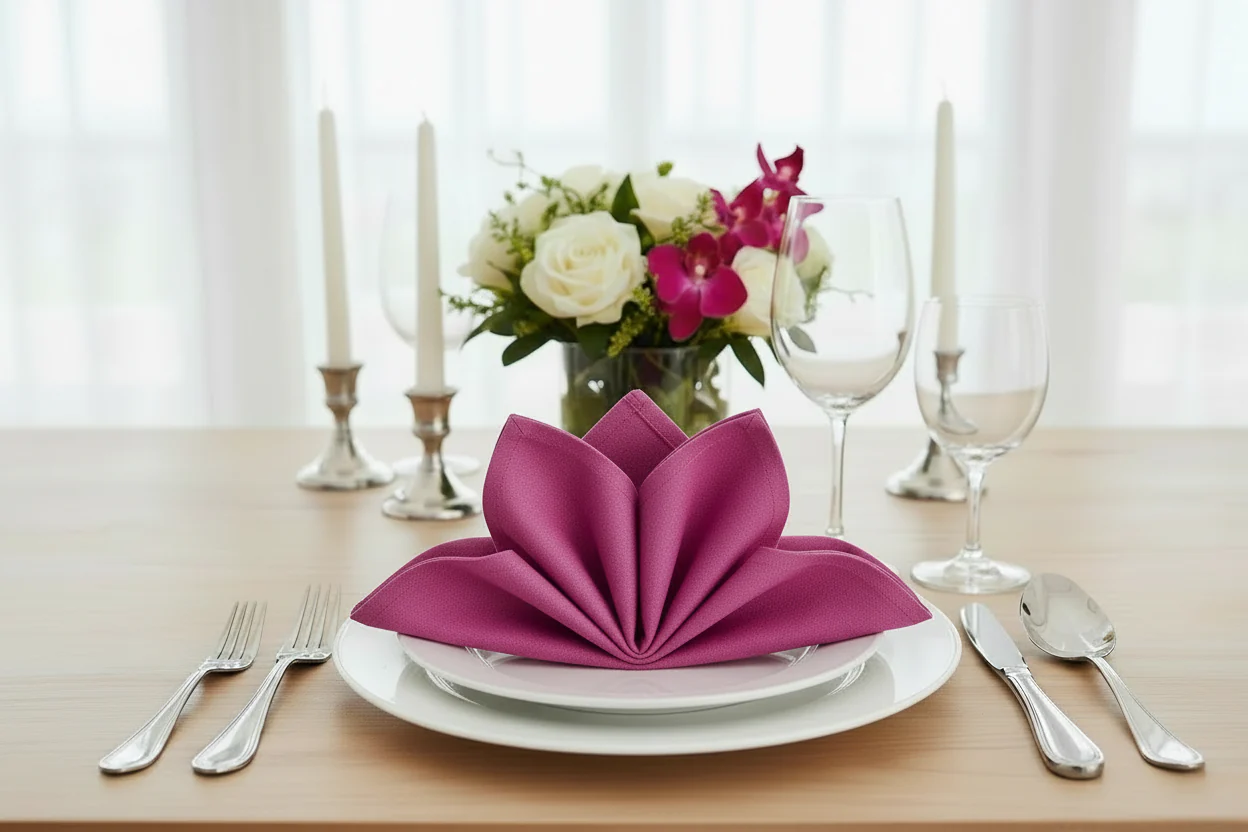 Premium Polyester Napkin 20"x20" - Fuchsia - Image 4