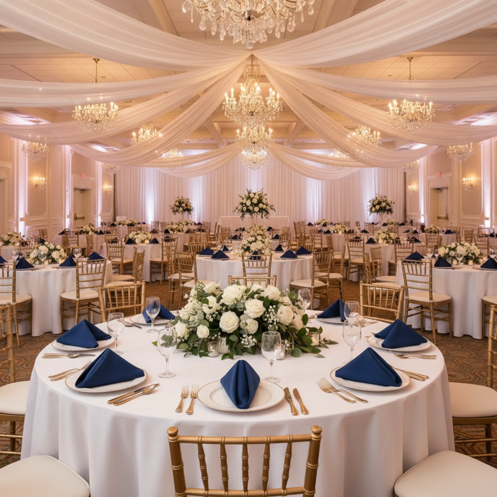 Premium Polyester Napkin 20"x20" - Navy Blue - Image 3