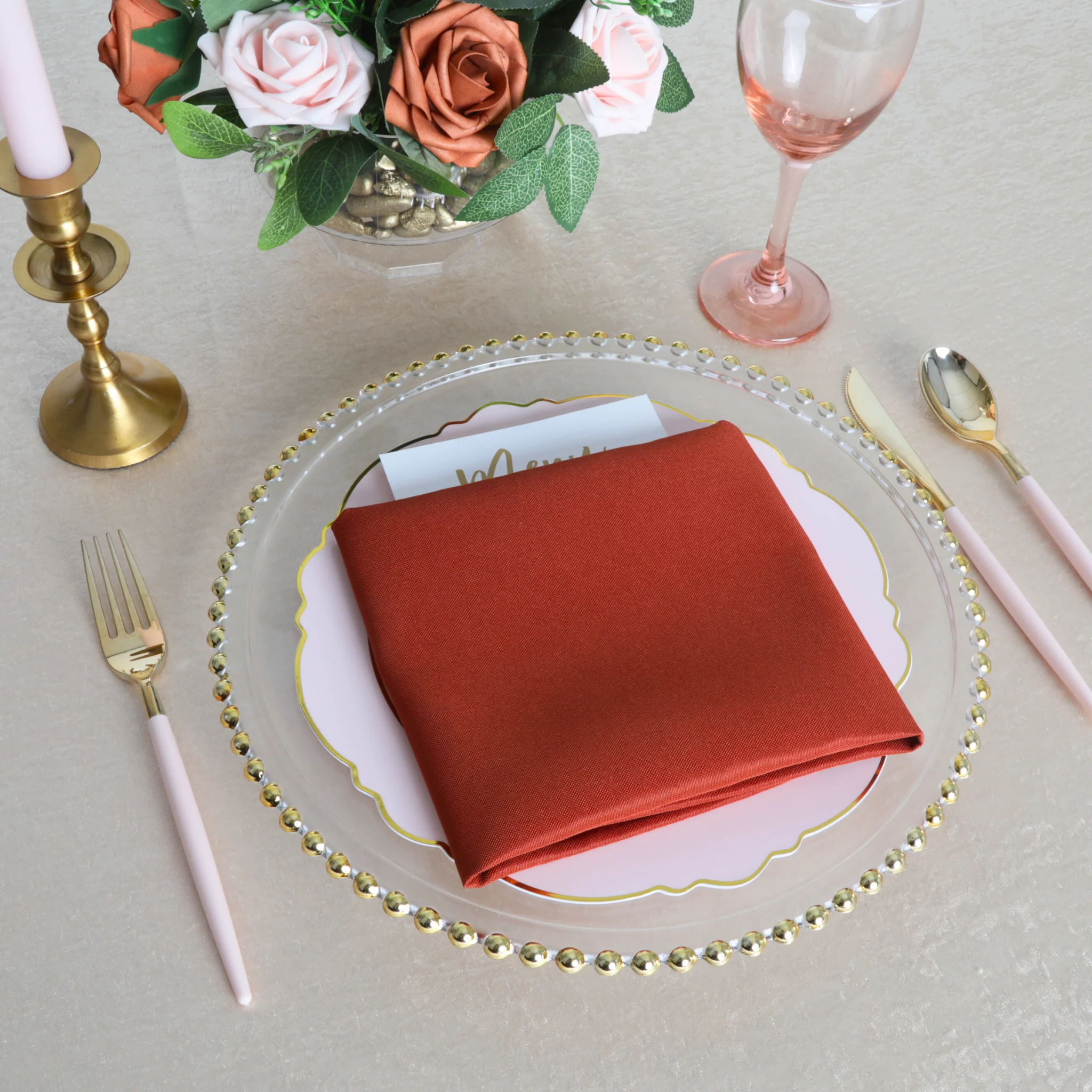 Premium Polyester Napkin 20"x20" - Rust - Image 2