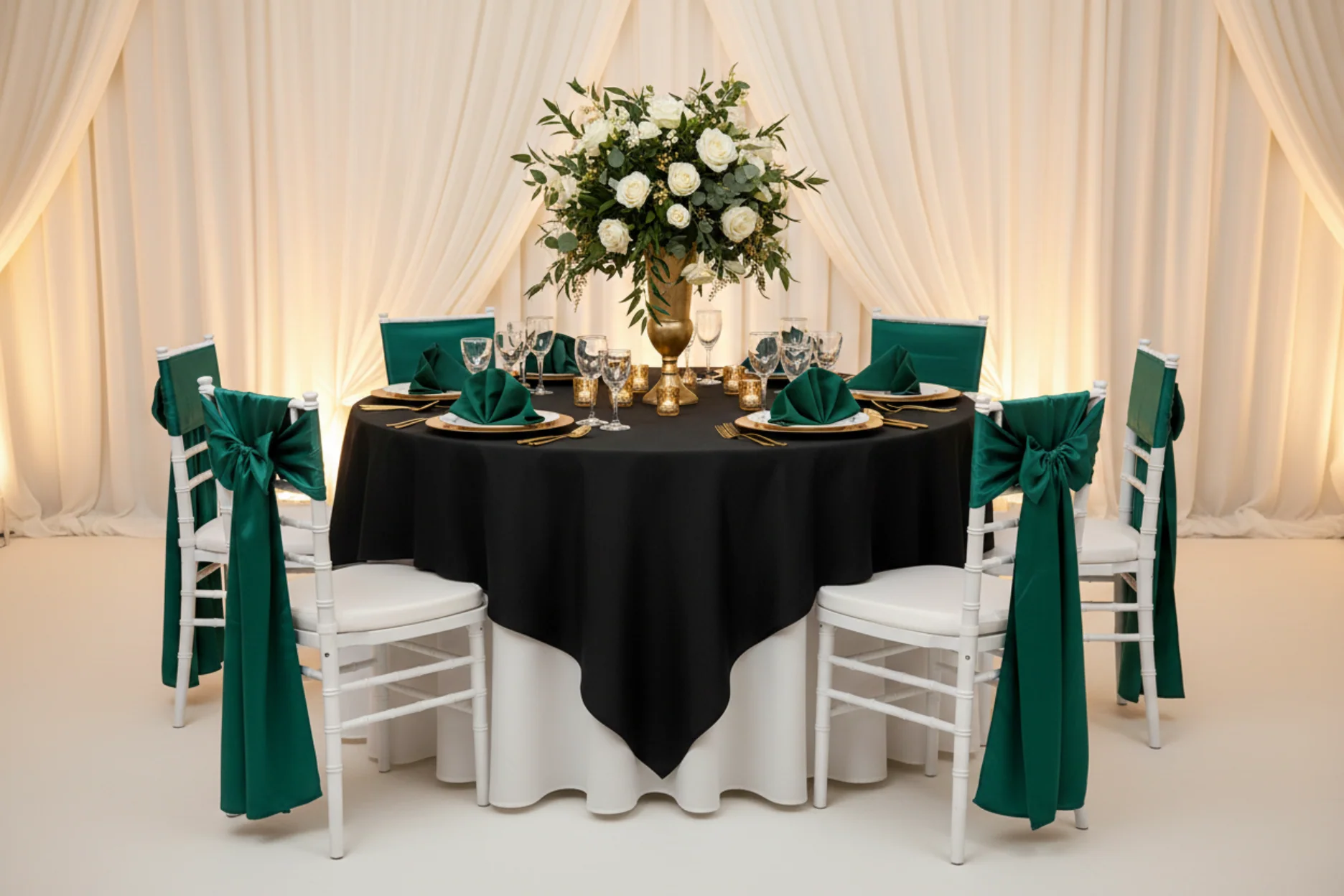 Premium Polyester Square 90"x90" Overlay/Tablecloth - Black - Image 4