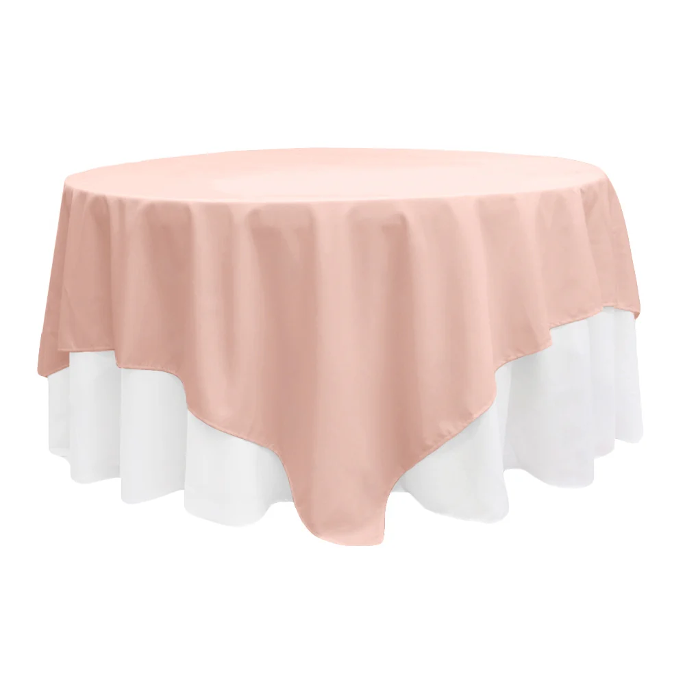 Premium Polyester Square 90"x90" Overlay/Tablecloth - Blush/Rose Gold
