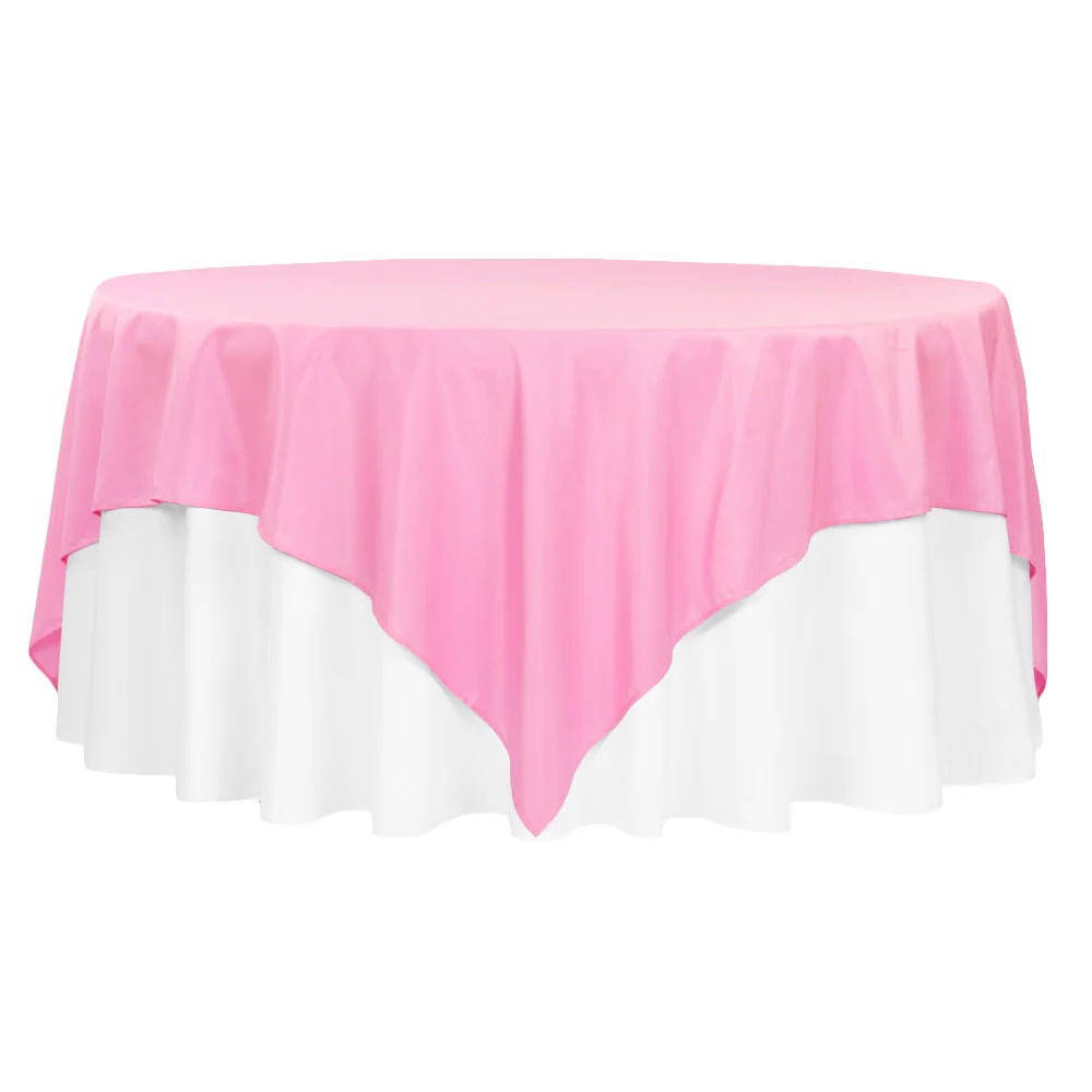 Premium Polyester Square 90"x90" Overlay/Tablecloth - Pink