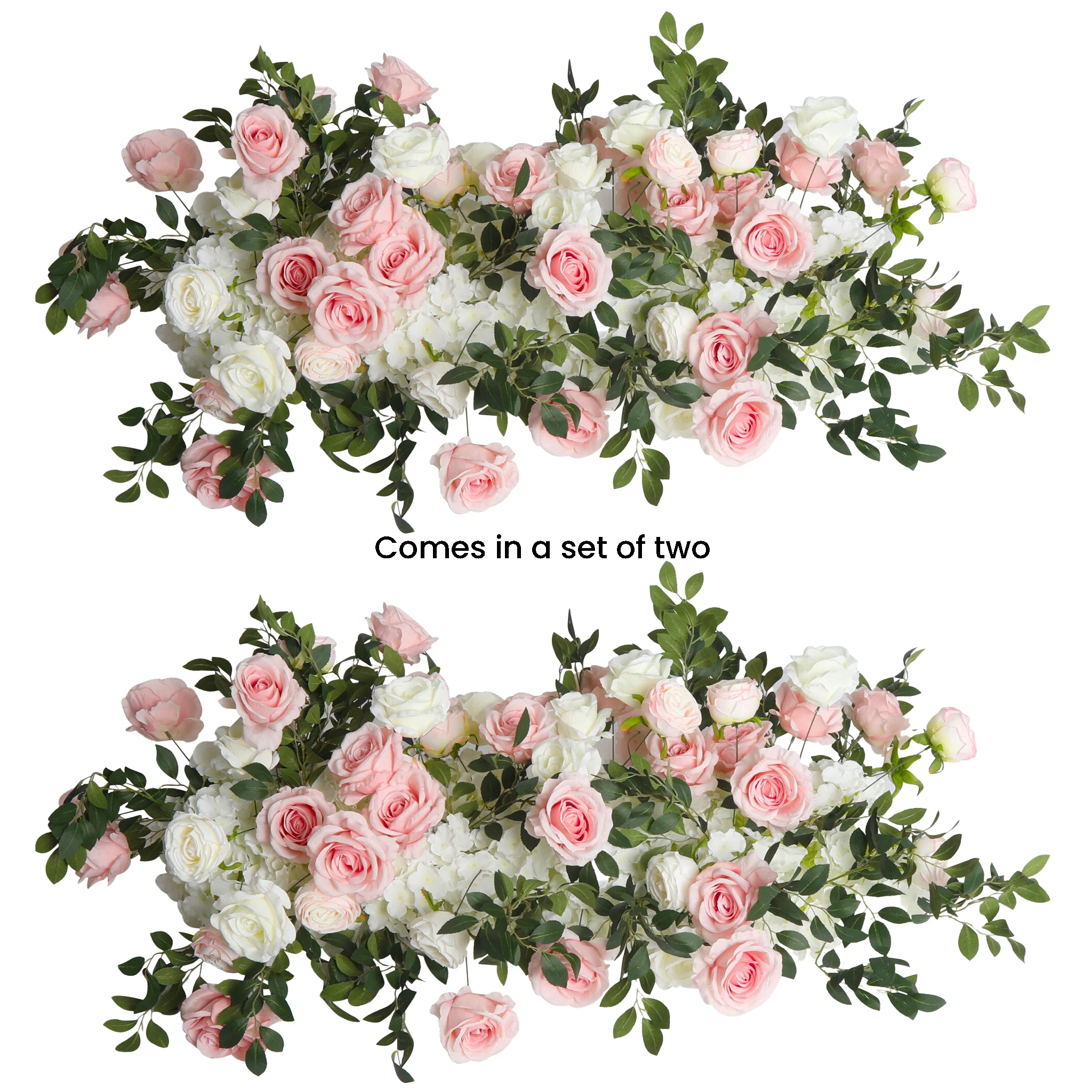 2 pcs/pk Premade Flower Backdrop Arch/Table Runner Decor - Light Pink & White - Image 3