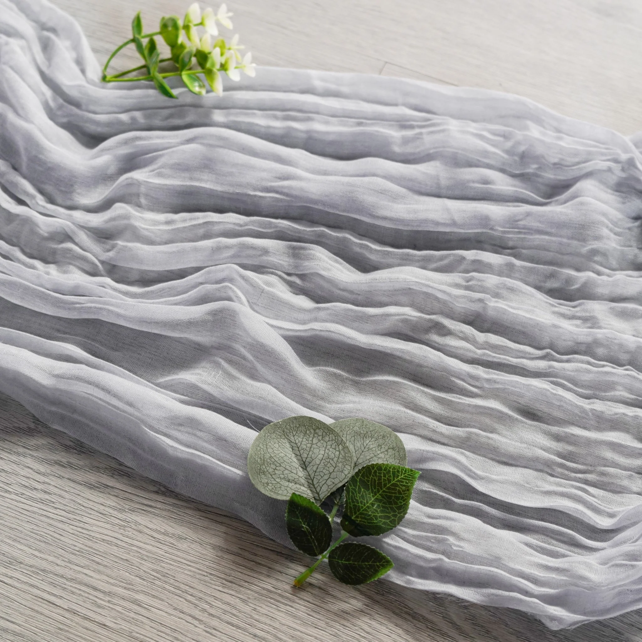 Premium Cheesecloth Table Runner 16FT x 25" - Dusty Blue - Image 4