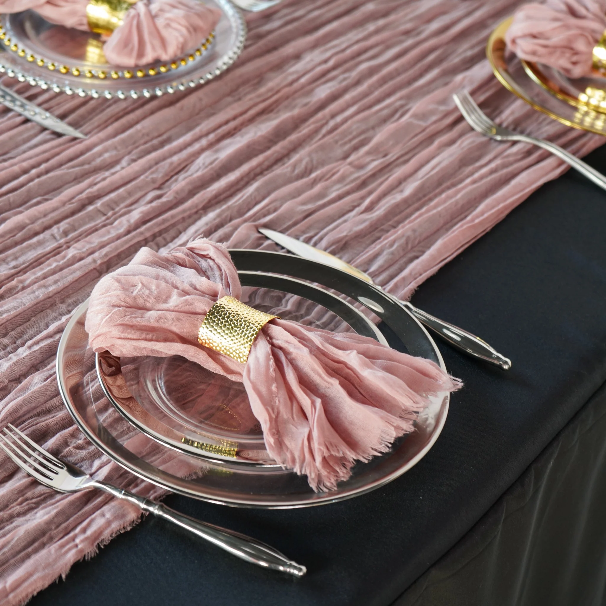 Premium Cheesecloth Table Runner 16FT x 25" - Dusty Rose/Mauve - Image 2
