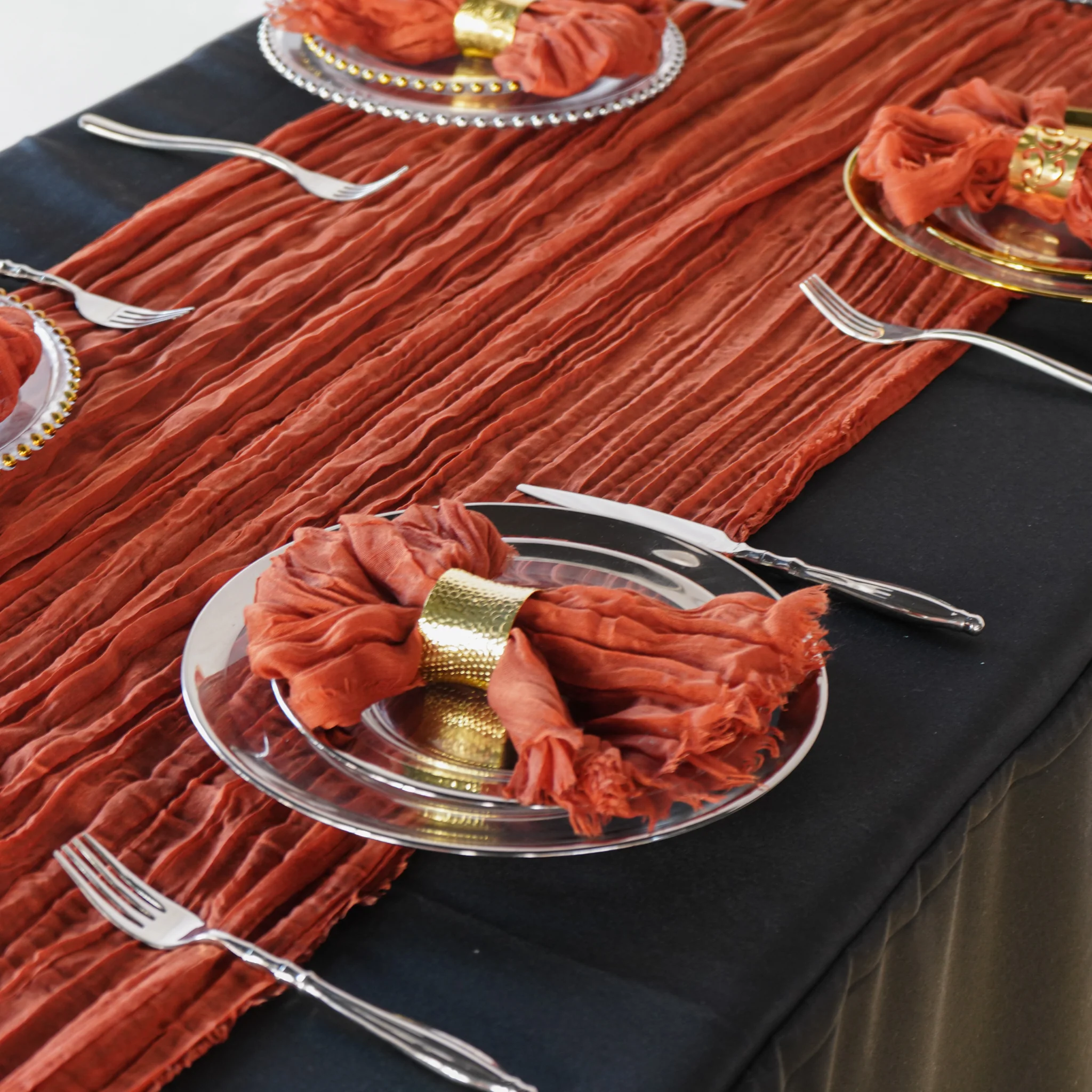 Premium Cheesecloth Table Runner 16FT x 25" - Rust - Image 2