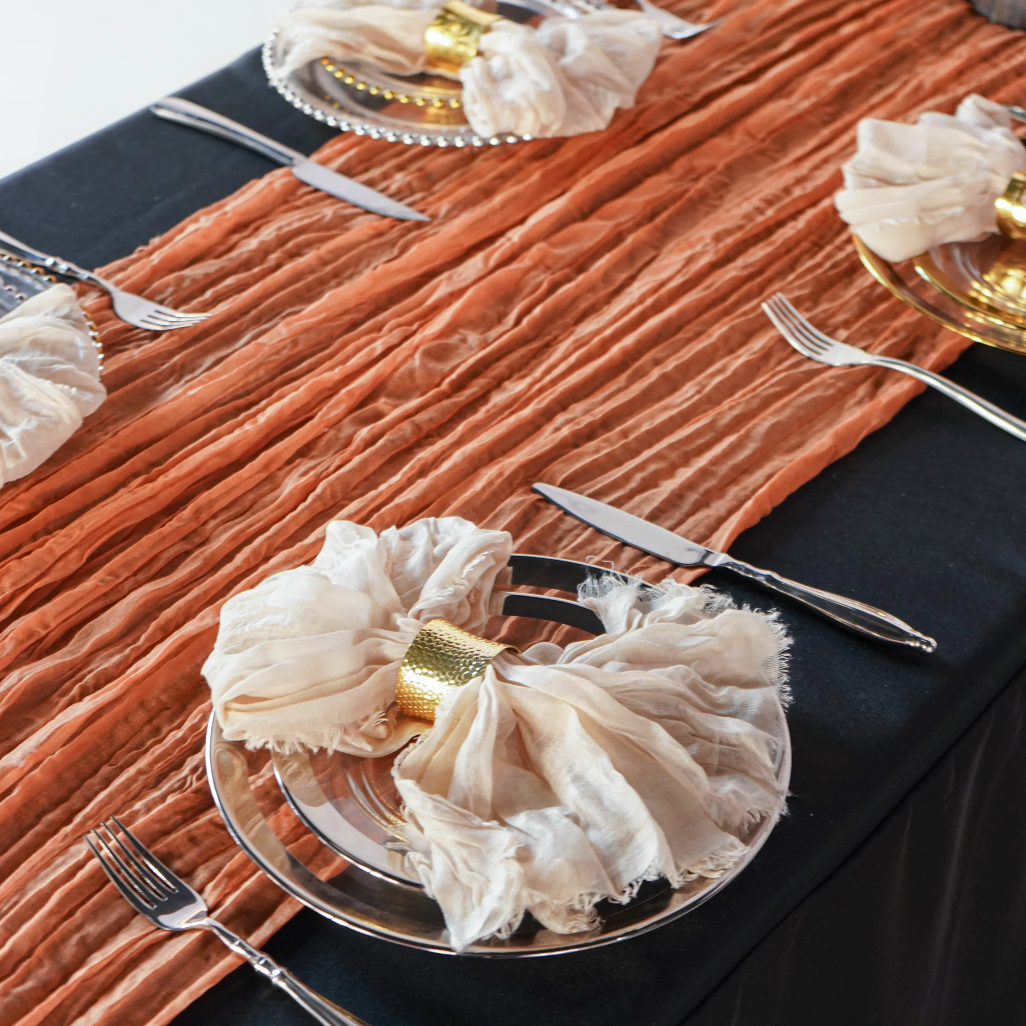 Premium Cheesecloth Table Runner 16FT x 25" - Terracotta - Image 2