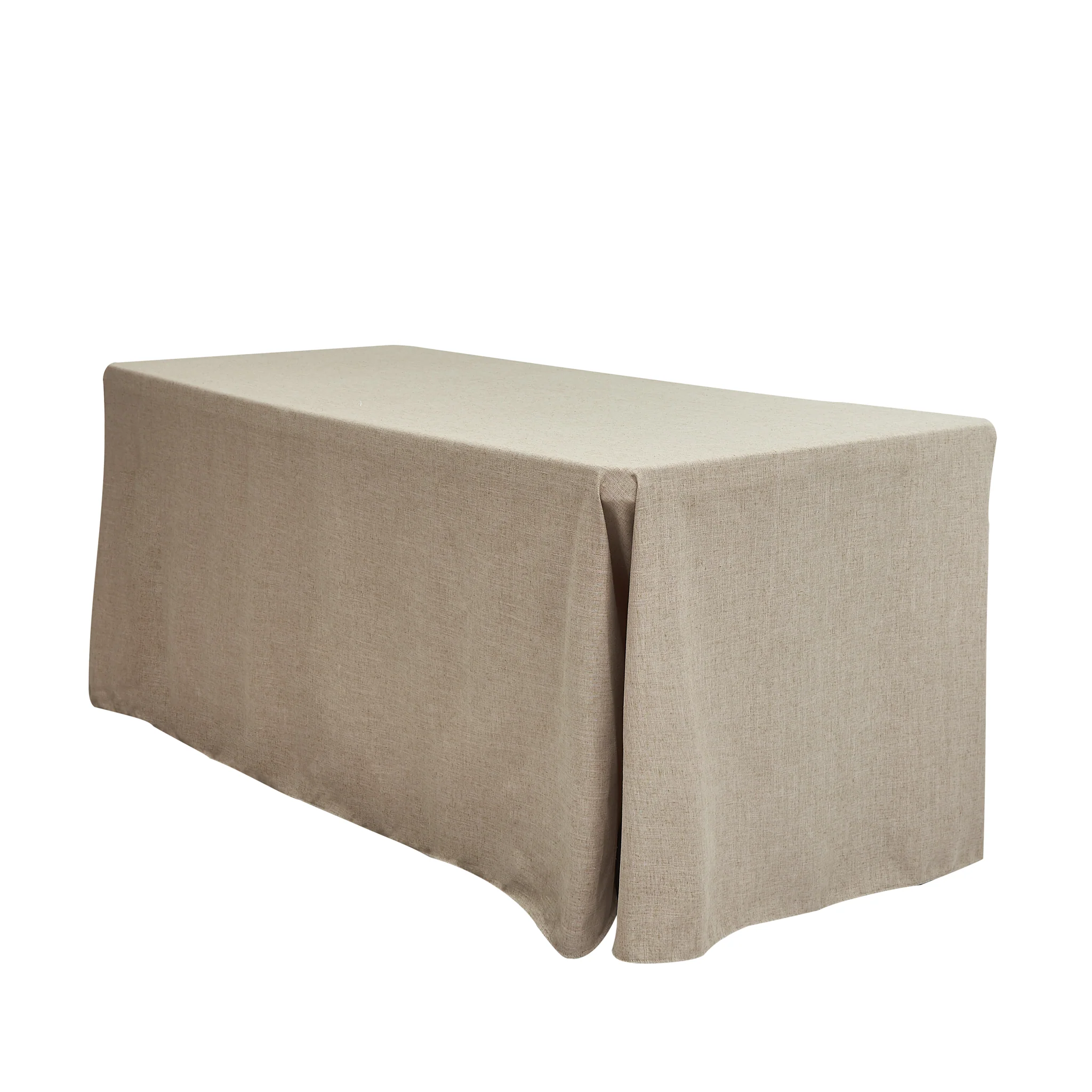 Premium Linen-Look Panama Weave 90"x132" Rectangle Tablecloth - Beige - Image 3