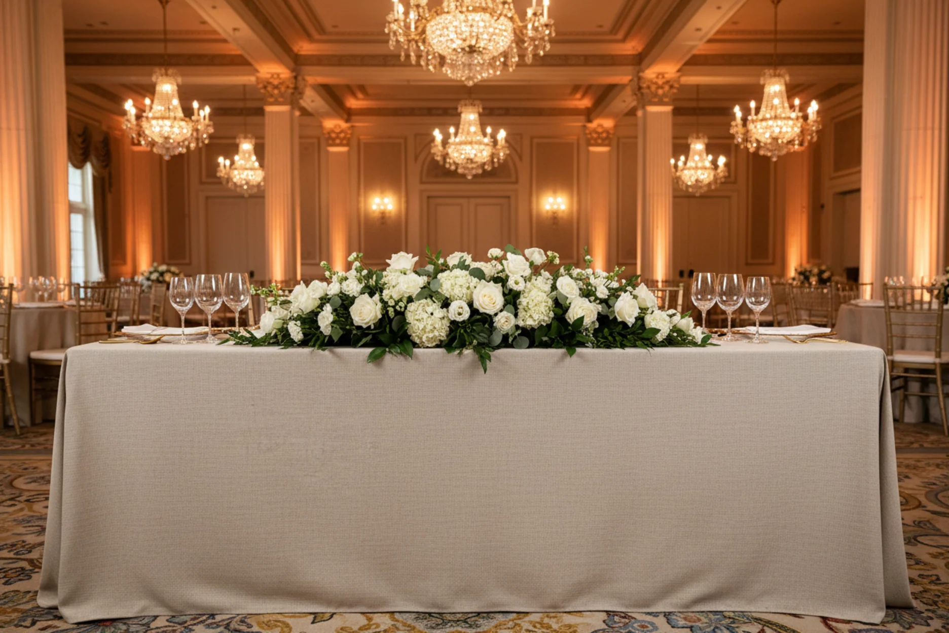Premium Linen-Look Panama Weave 90"x156" Rectangle Tablecloth - Beige - Image 4