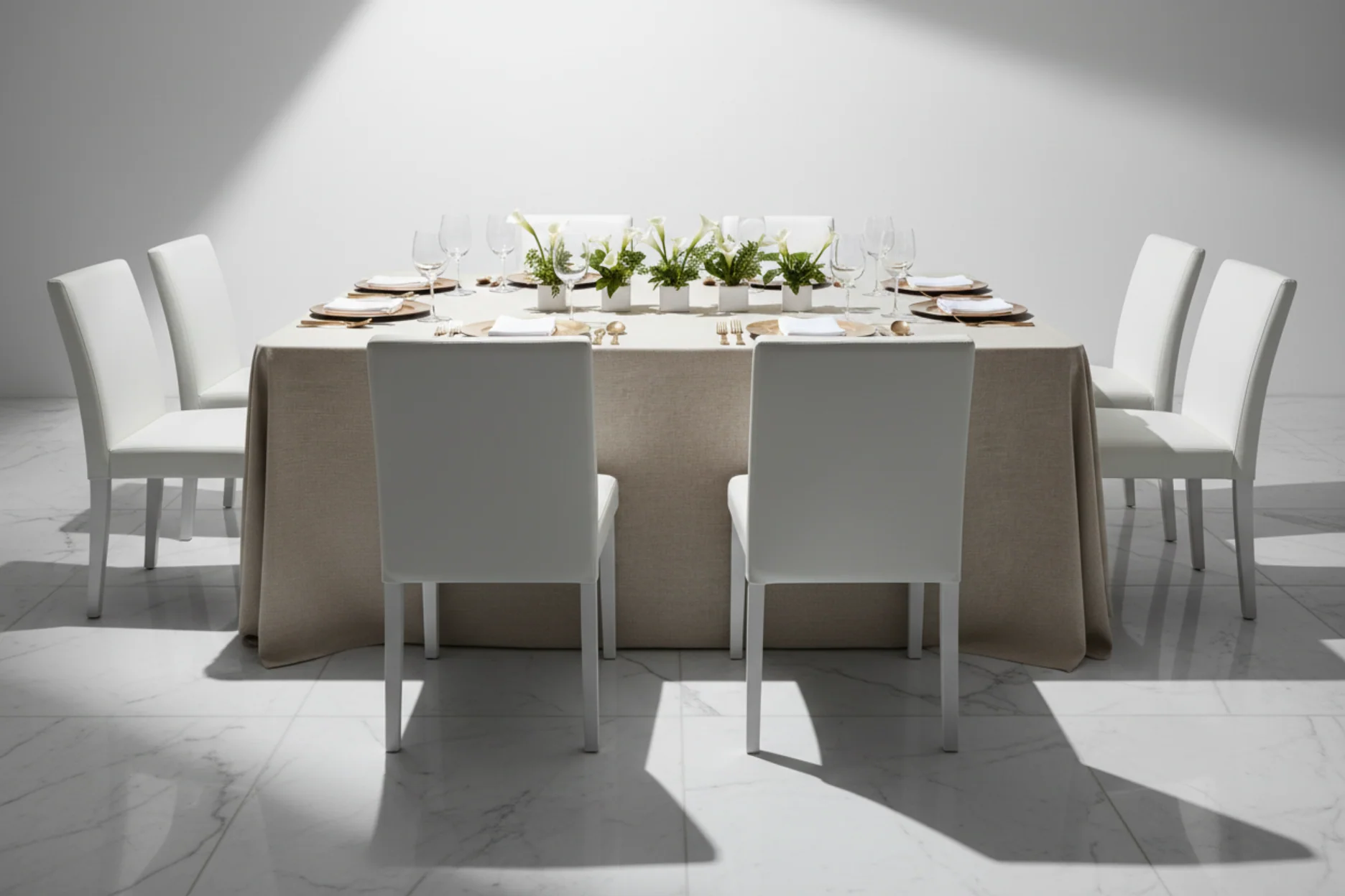 Premium Linen-Look Panama Weave 90"x156" Rectangle Tablecloth - Beige - Image 6