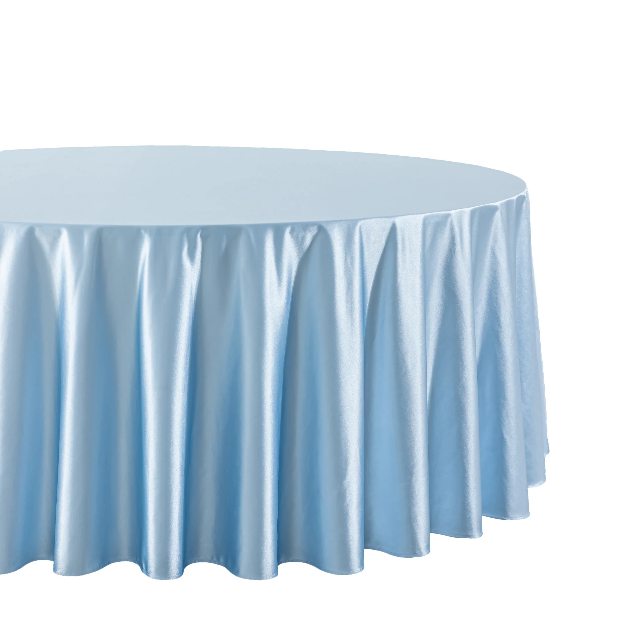 Premium Satin (Wrinkle-Resistant) 120" Round Tablecloth - Baby Blue - Image 3