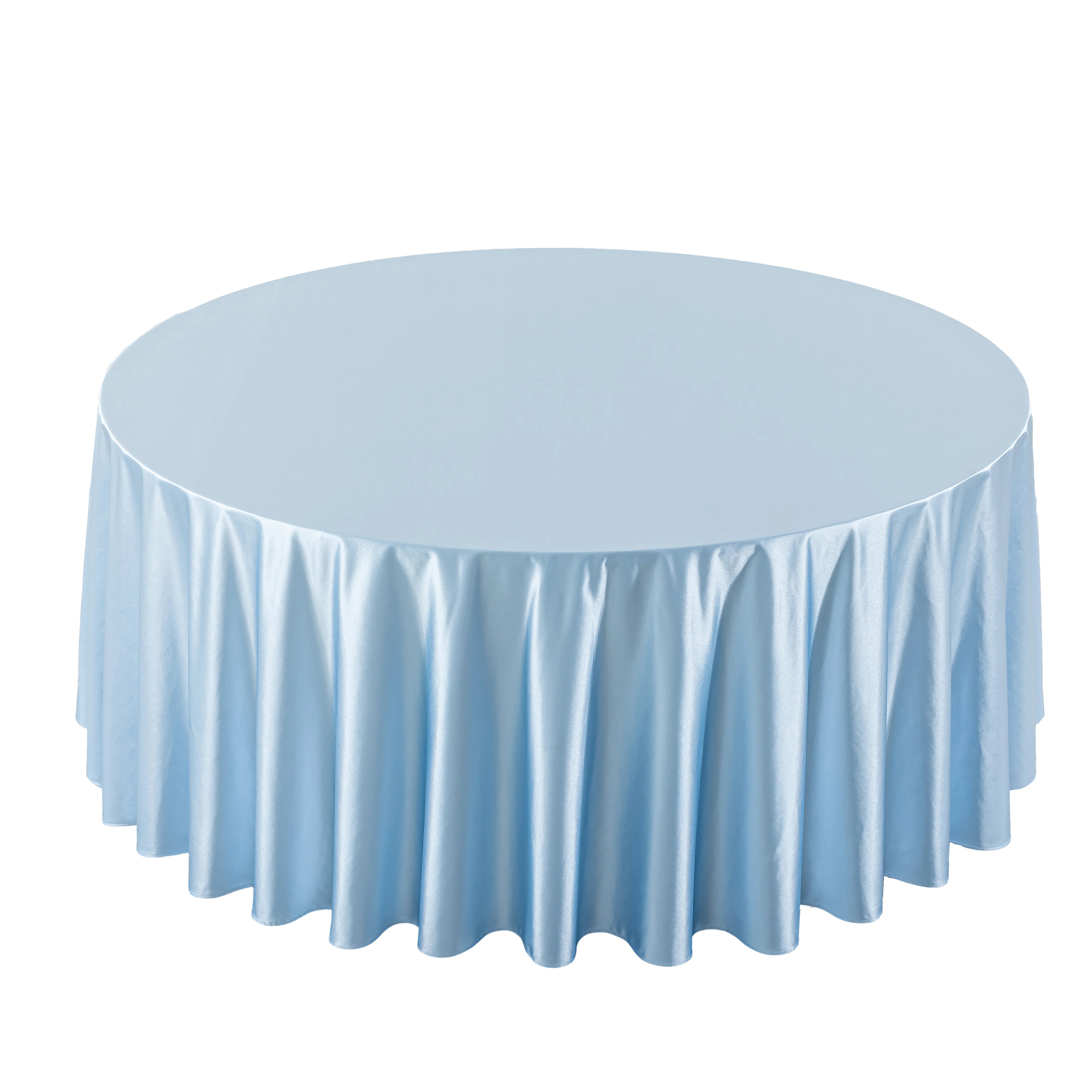 Premium Satin (Wrinkle-Resistant) 120" Round Tablecloth - Baby Blue - Image 4