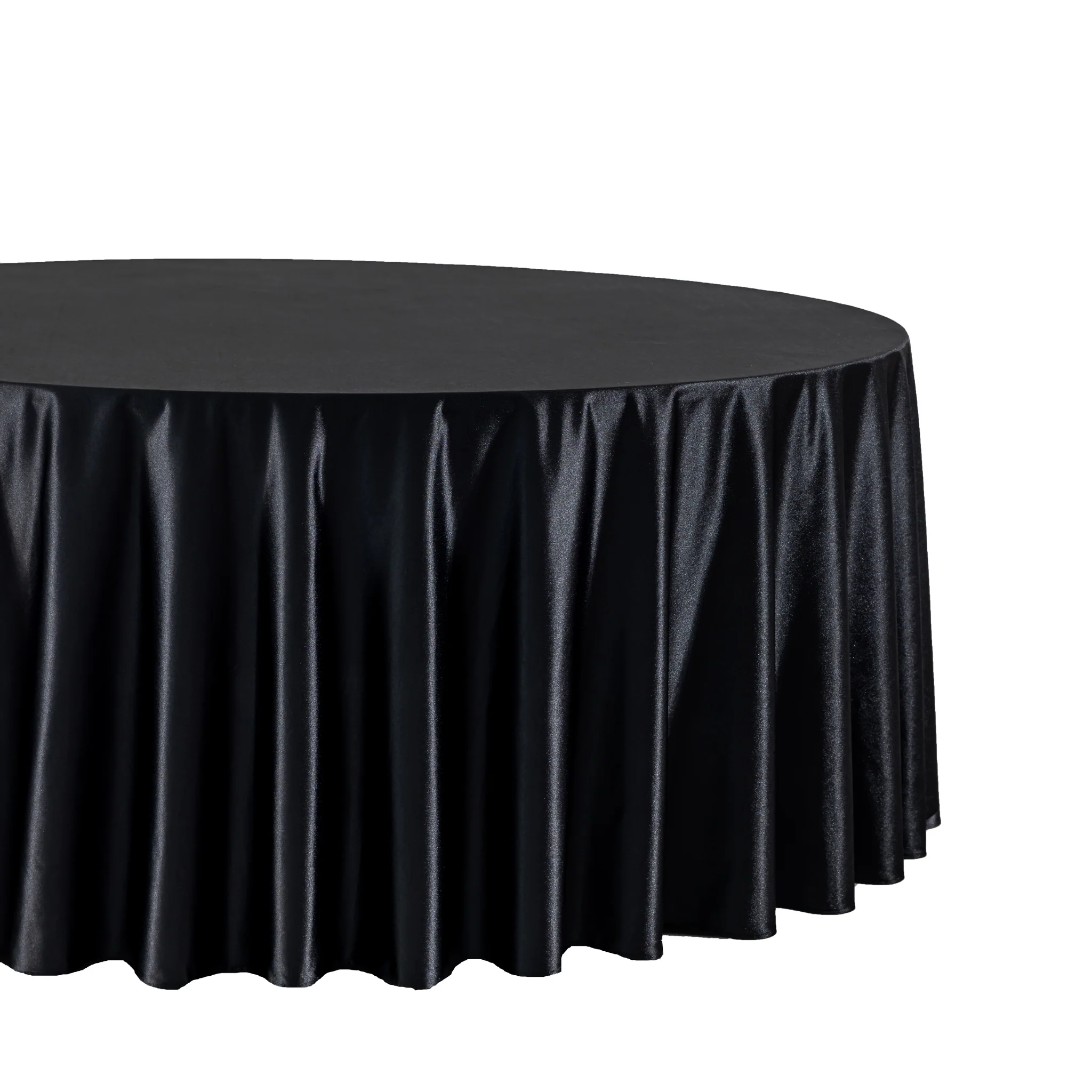 Premium Satin (Wrinkle-Resistant) 120" Round Tablecloth - Black - Image 3