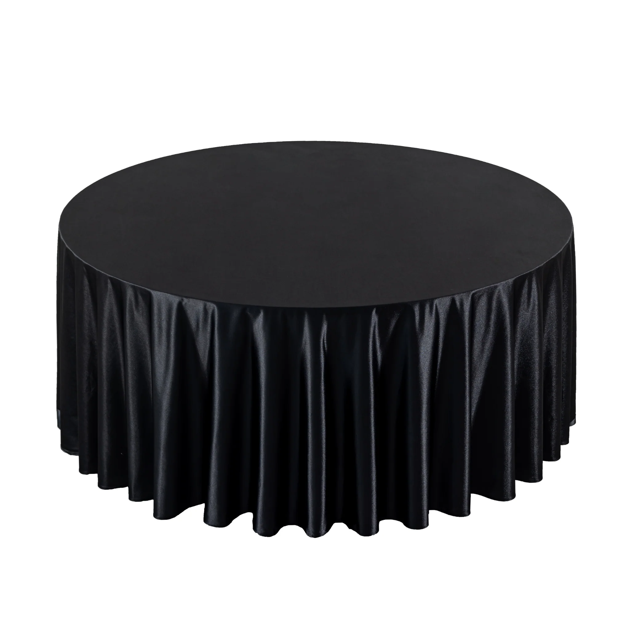 Premium Satin (Wrinkle-Resistant) 120" Round Tablecloth - Black - Image 4