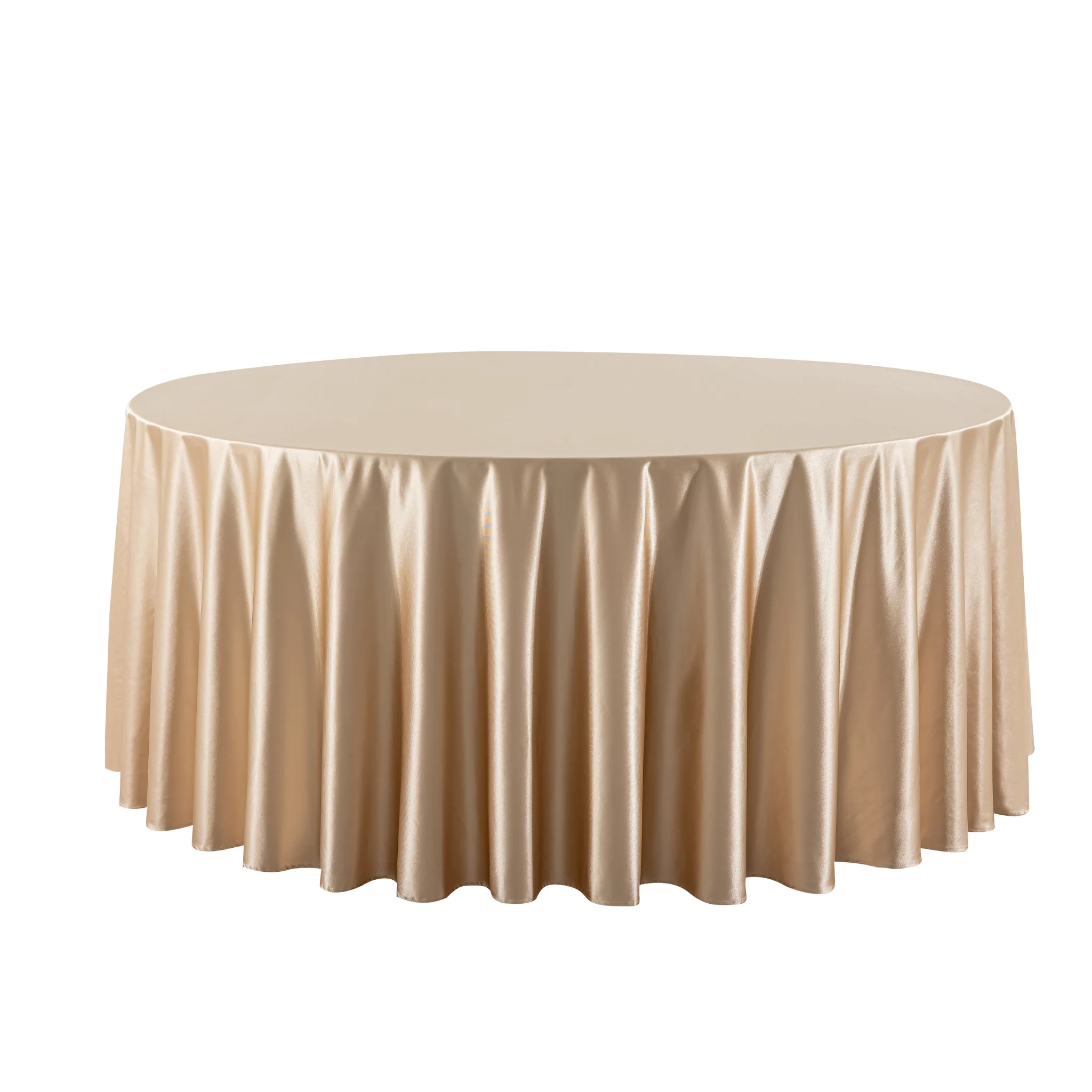 Premium Satin (Wrinkle-Resistant) 120" Round Tablecloth - Champagne - Image 4