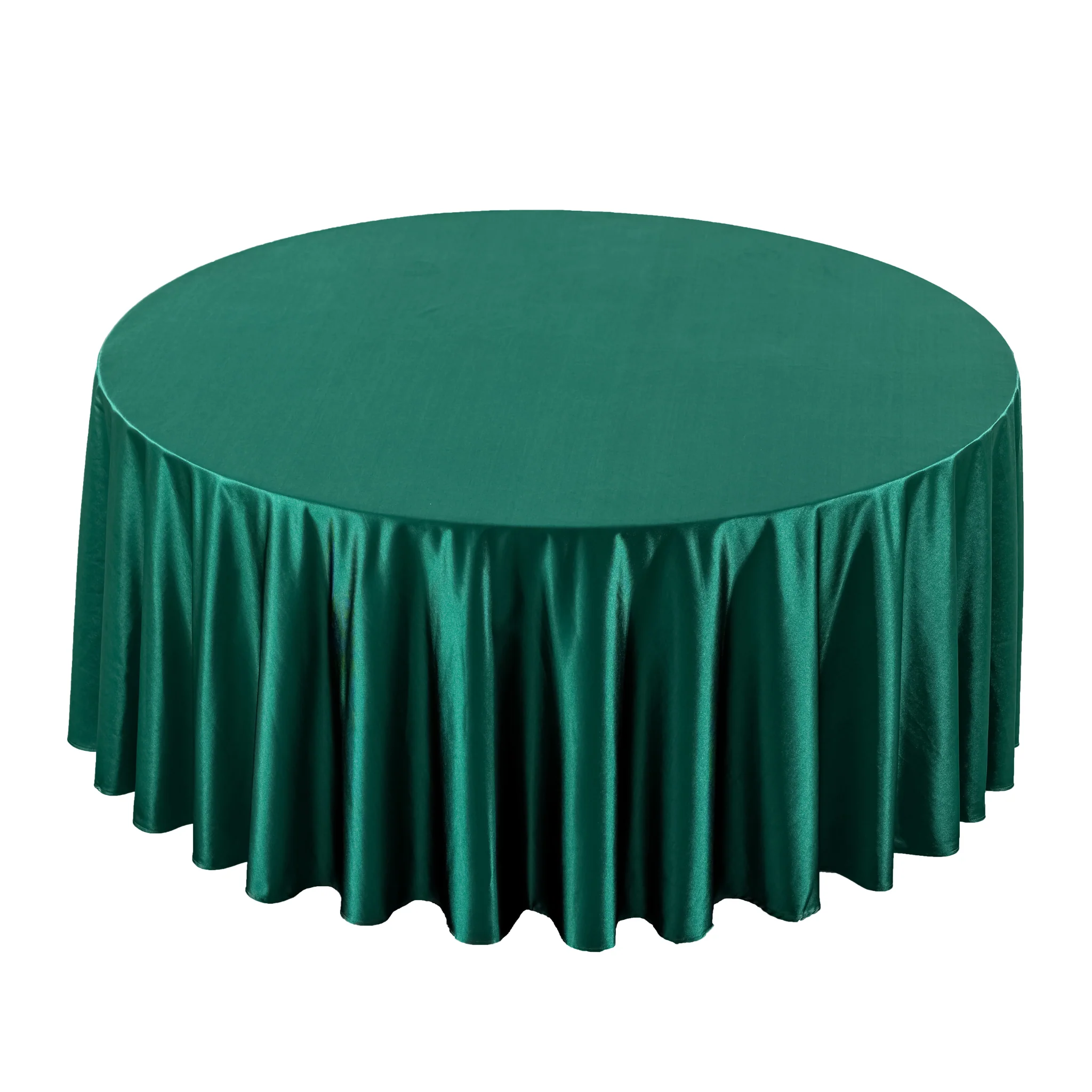 Premium Satin (Wrinkle-Resistant) 120" Round Tablecloth - Emerald Green - Image 3