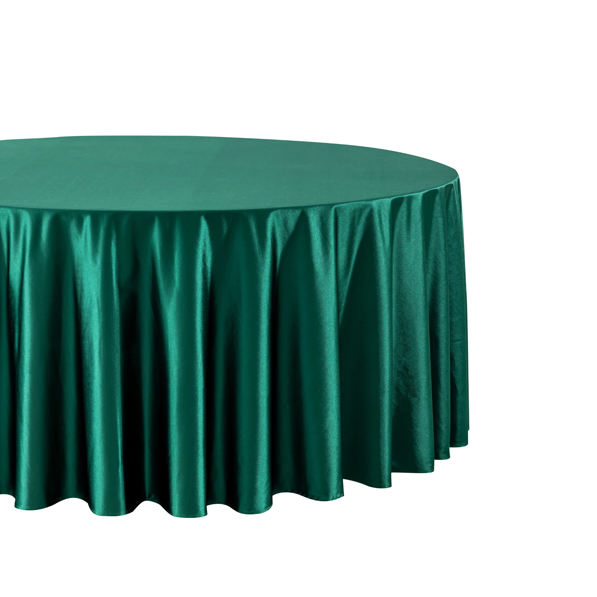 Premium Satin (Wrinkle-Resistant) 120" Round Tablecloth - Emerald Green - Image 4