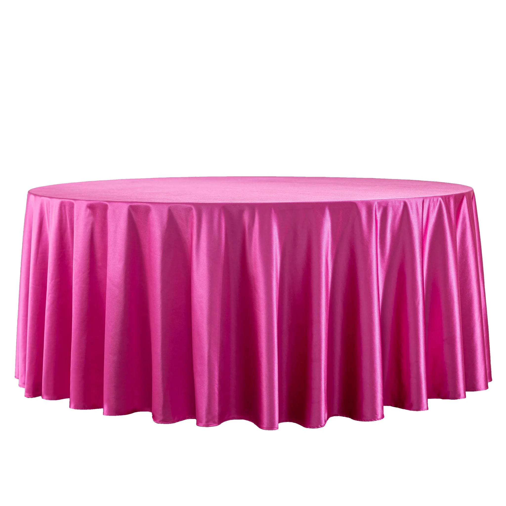Premium Satin (Wrinkle-Resistant) 120" Round Tablecloth - Fuchsia