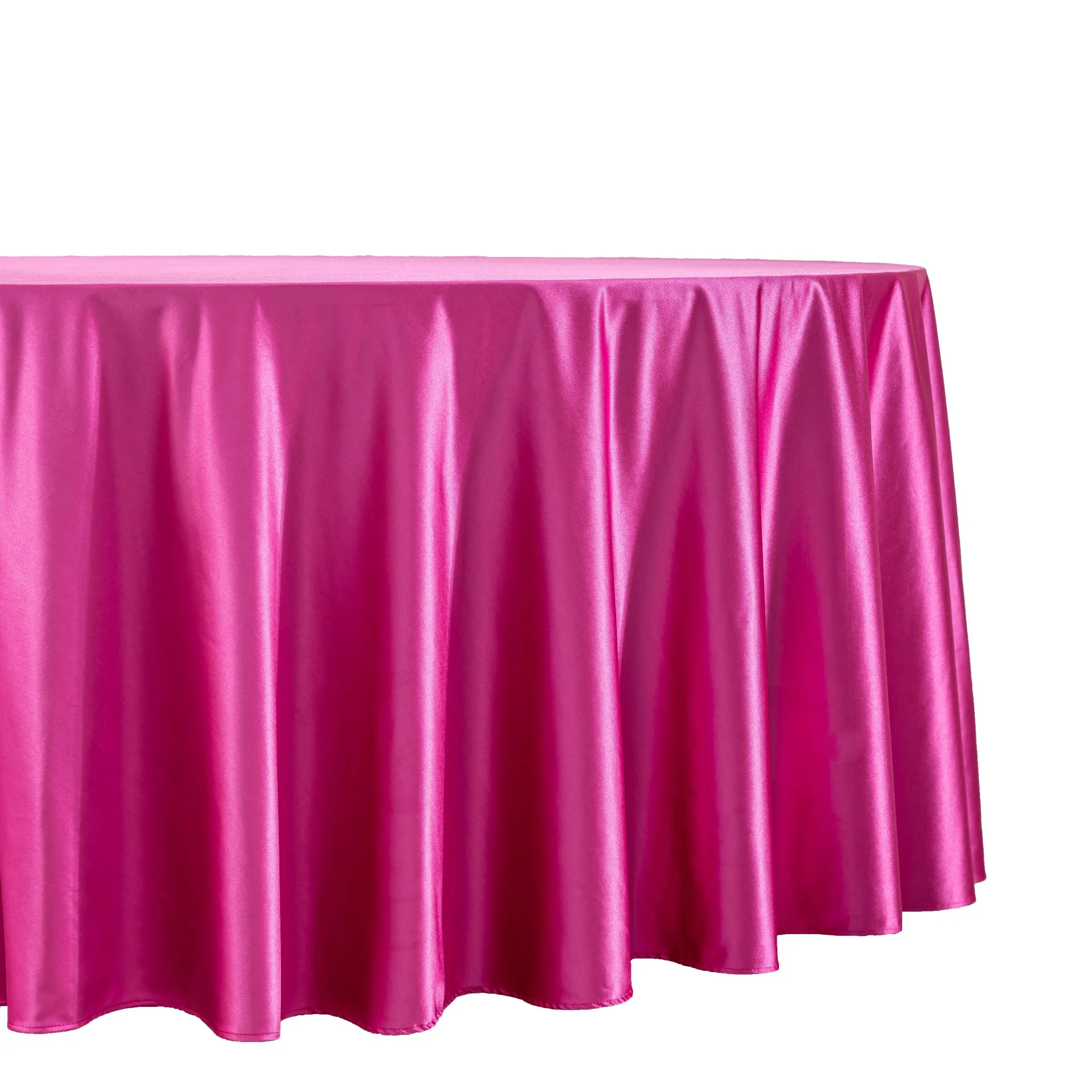 Premium Satin (Wrinkle-Resistant) 120" Round Tablecloth - Fuchsia - Image 3