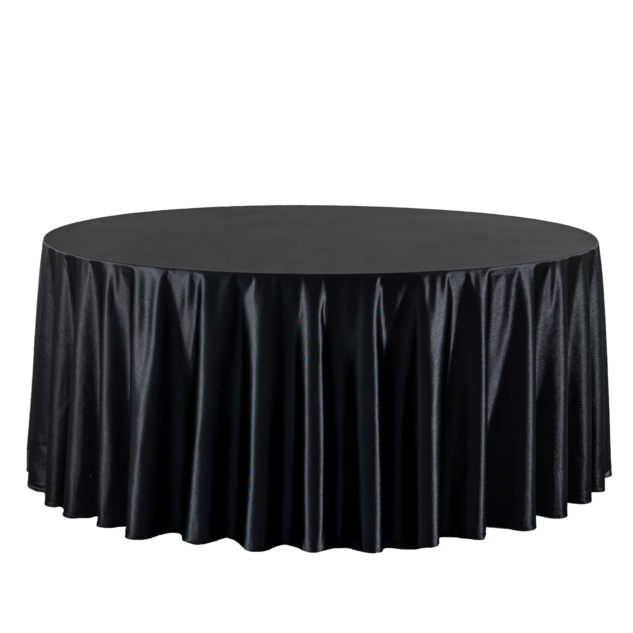 Premium Satin (Wrinkle-Resistant) 132" Round Tablecloth - Black