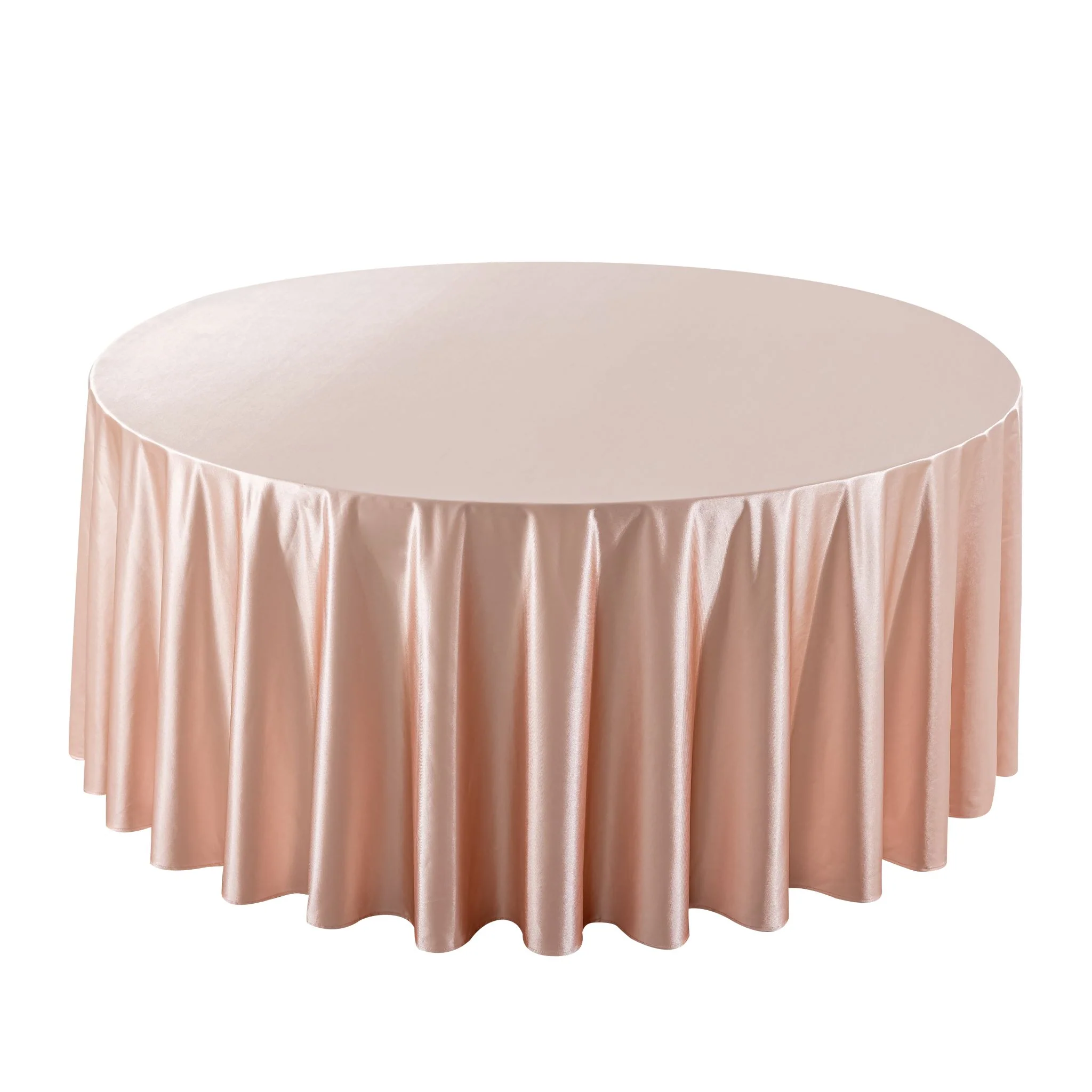 Premium Satin (Wrinkle-Resistant) 132" Round Tablecloth - Blush/Rose Gold - Image 5