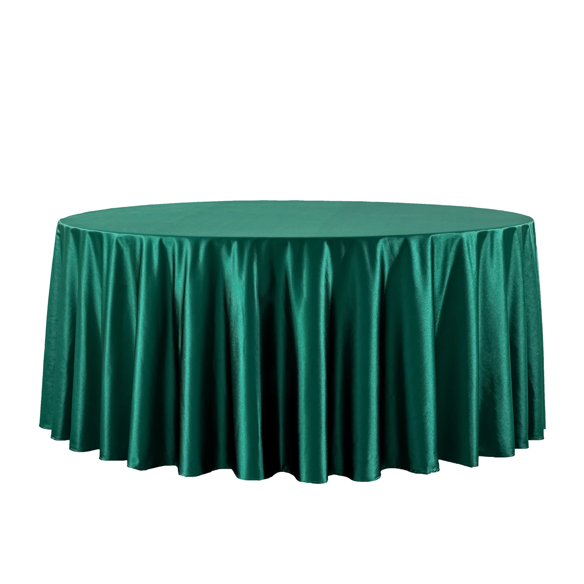 Premium Satin (Wrinkle-Resistant) 132" Round Tablecloth - Emerald Green - Image 5