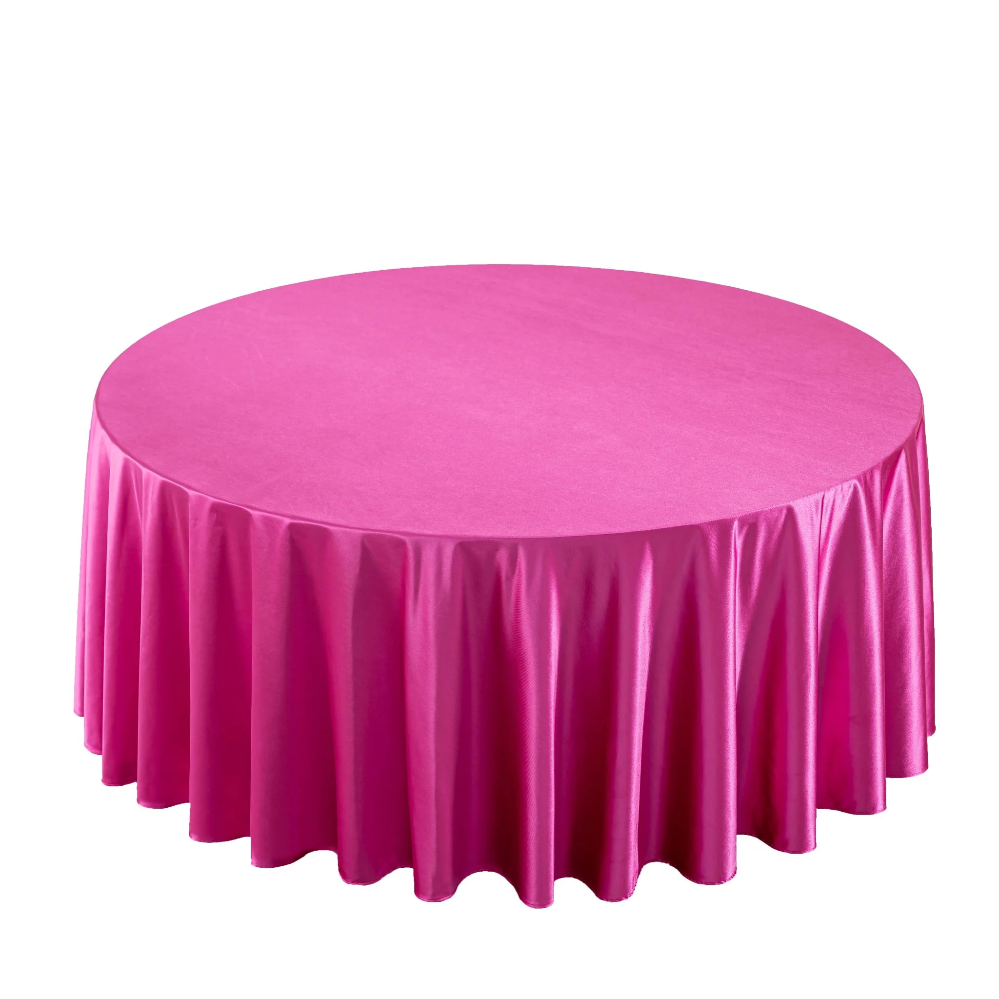 Premium Satin (Wrinkle-Resistant) 132" Round Tablecloth - Fuchsia - Image 4