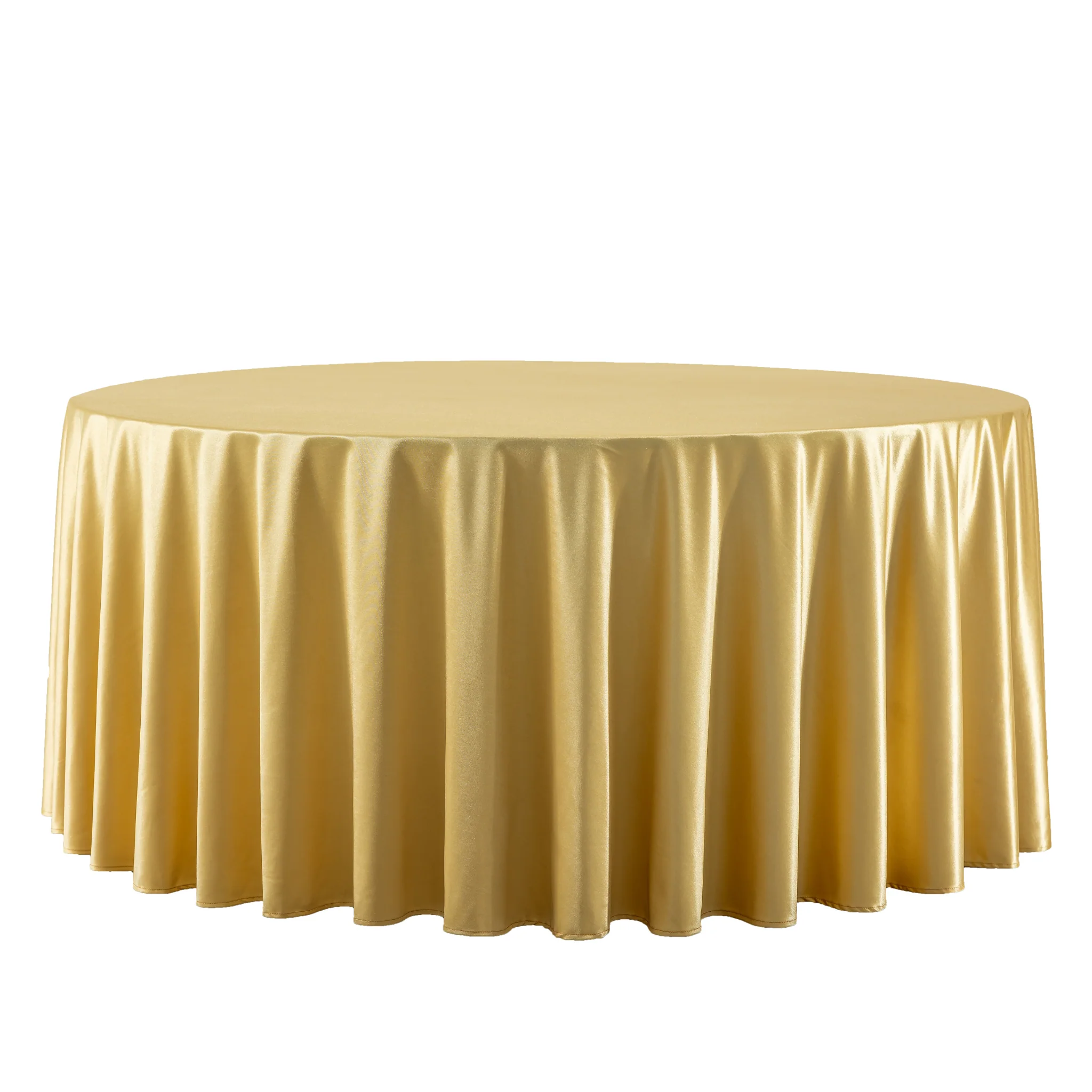 Premium Satin (Wrinkle-Resistant) 132" Round Tablecloth - Gold Antique
