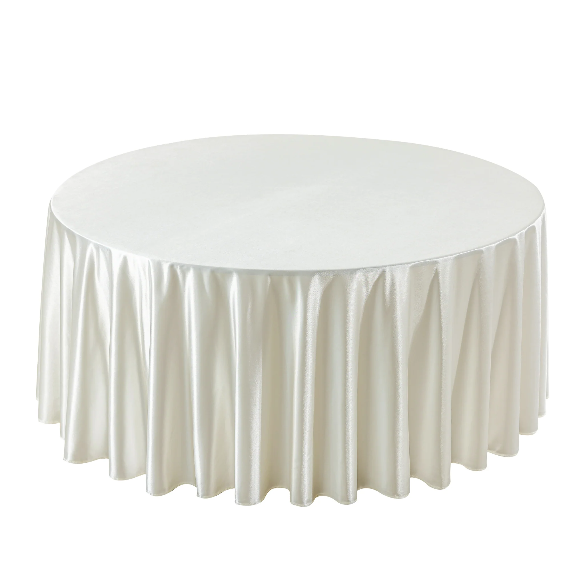 Premium Satin (Wrinkle-Resistant) 132" Round Tablecloth - Ivory - Image 3