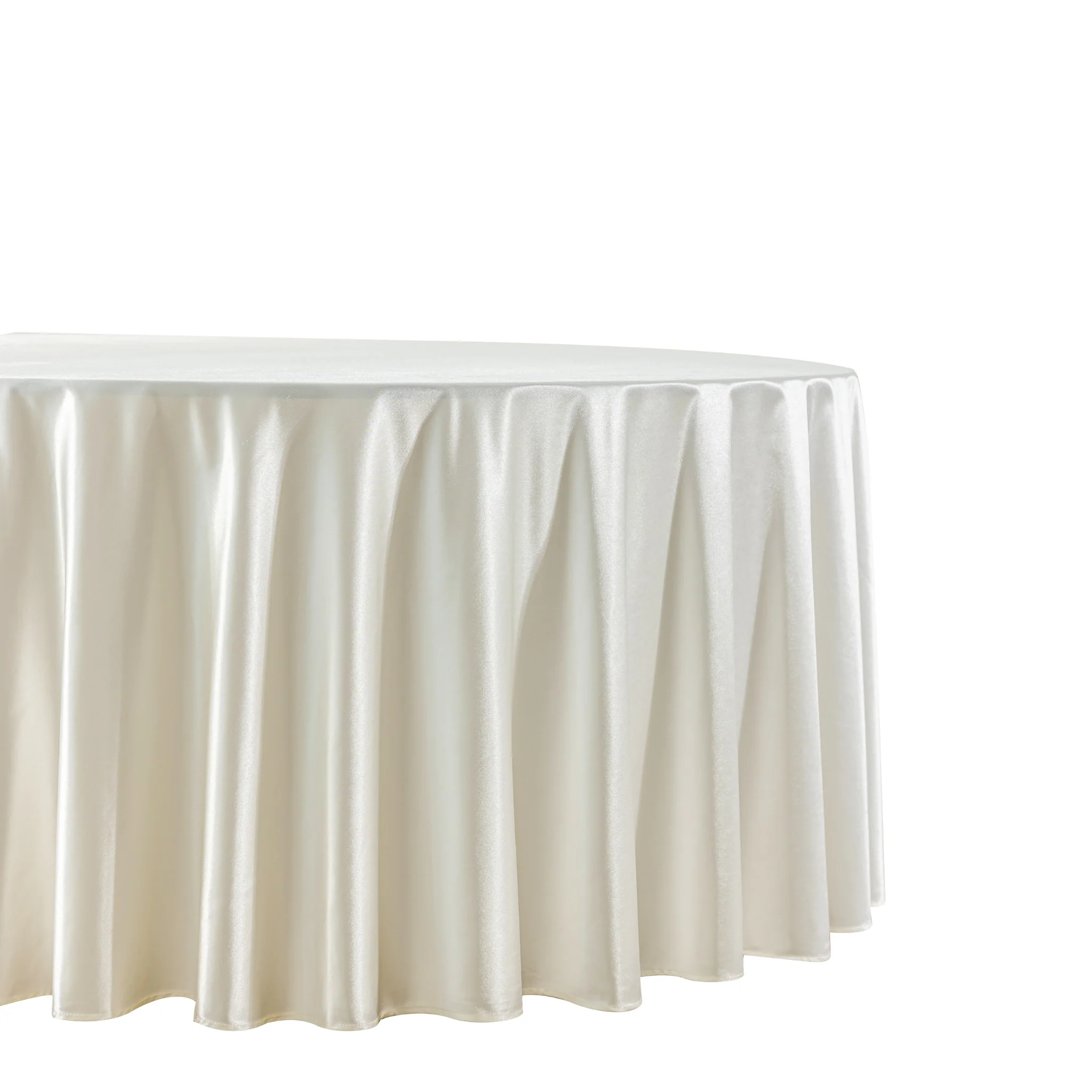 Premium Satin (Wrinkle-Resistant) 132" Round Tablecloth - Ivory - Image 4