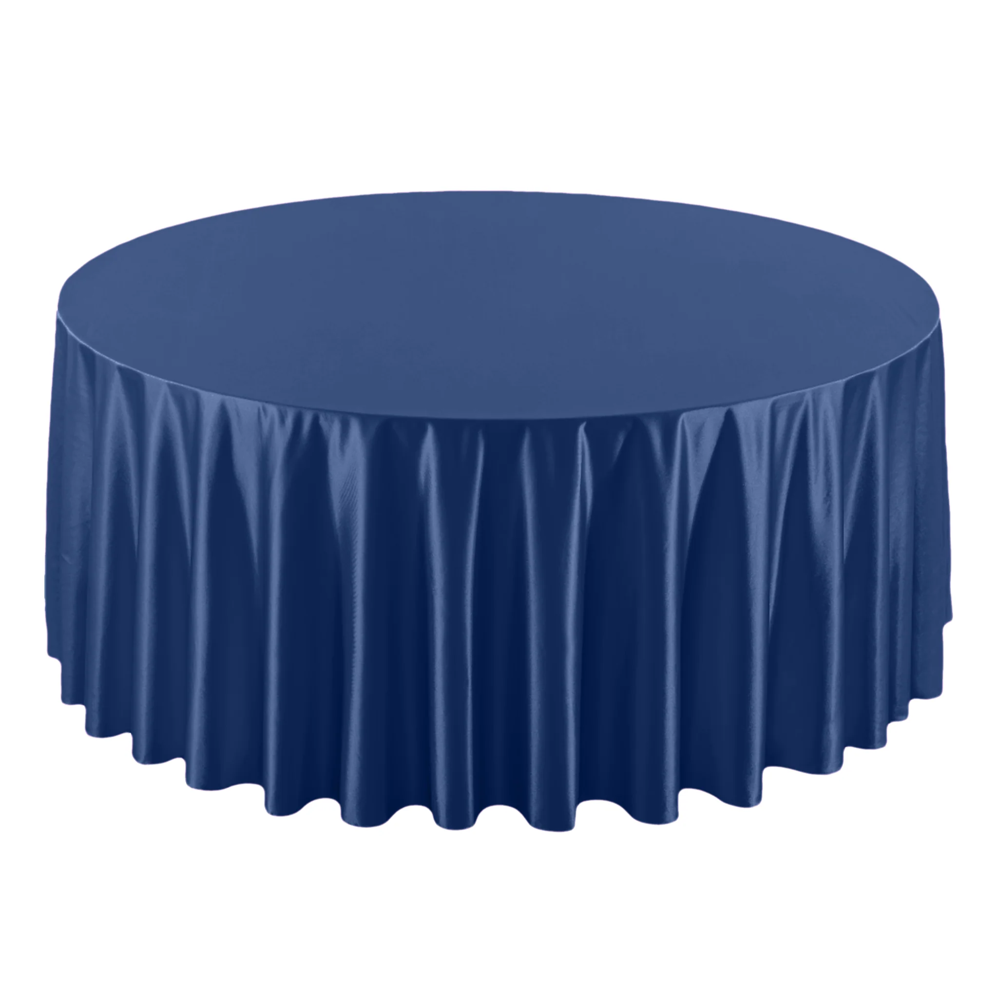 Premium Satin (Wrinkle-Resistant) 132" Round Tablecloth - Navy Blue