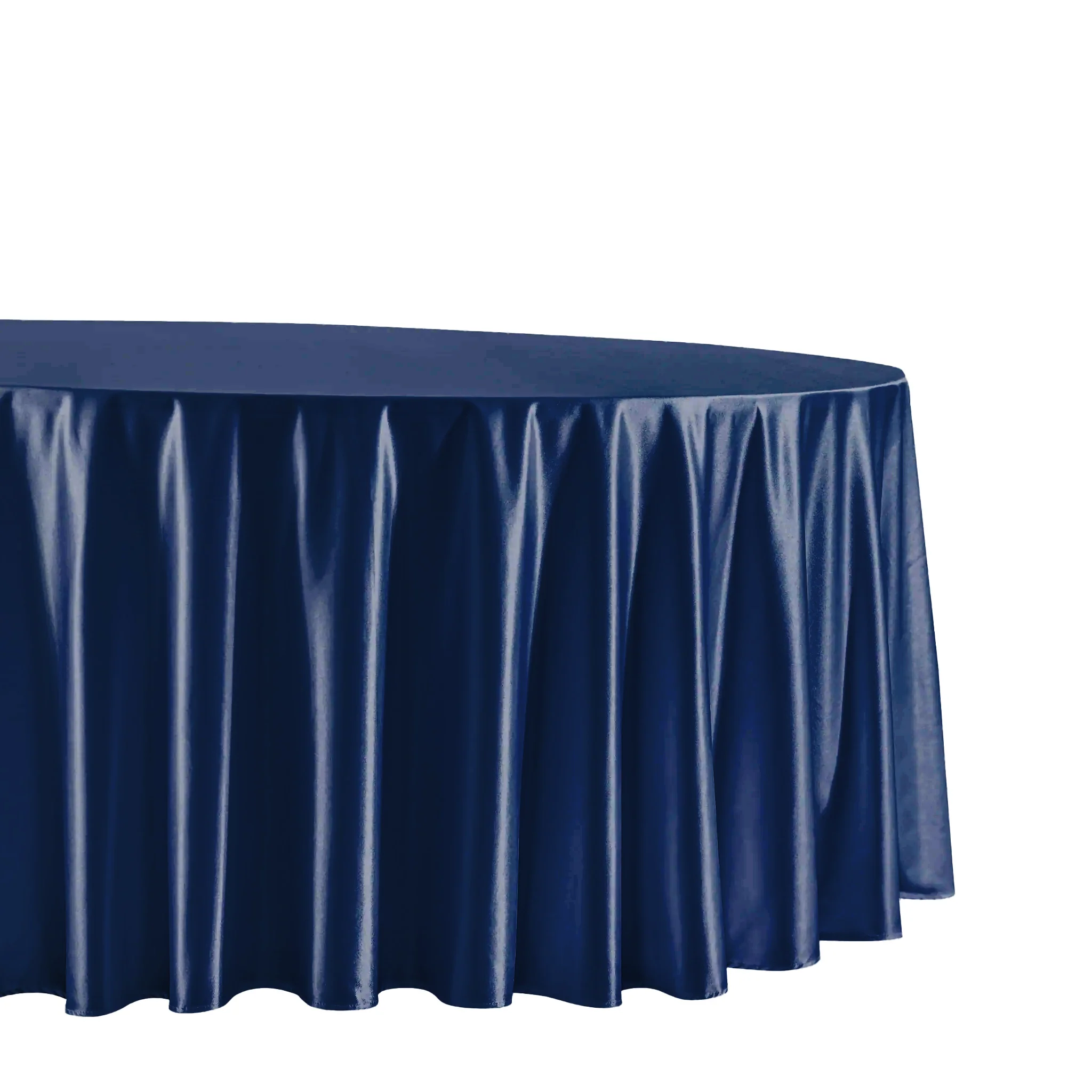 Premium Satin (Wrinkle-Resistant) 132" Round Tablecloth - Navy Blue - Image 5