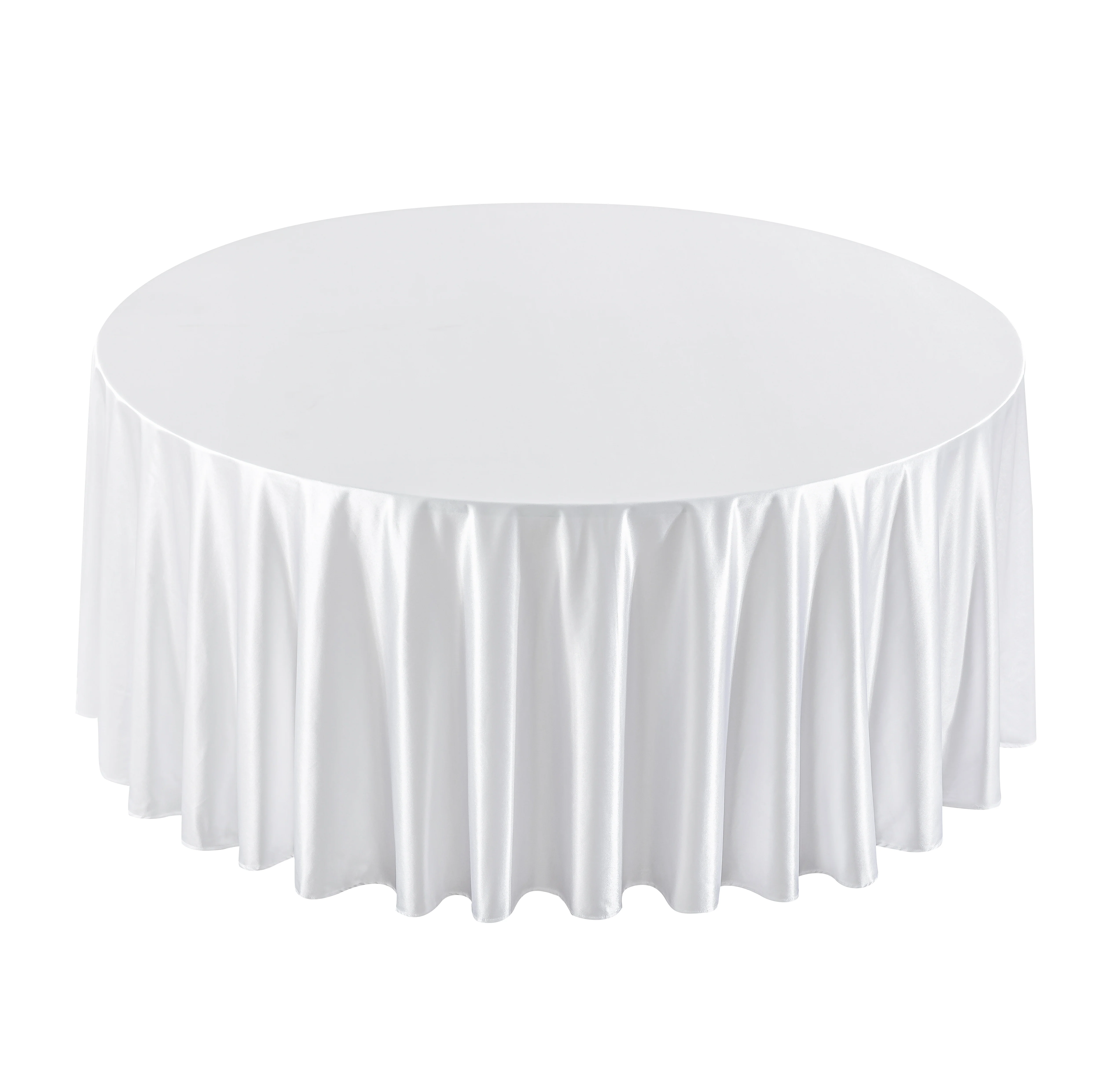 Premium Satin (Wrinkle-Resistant) 132" Round Tablecloth - White