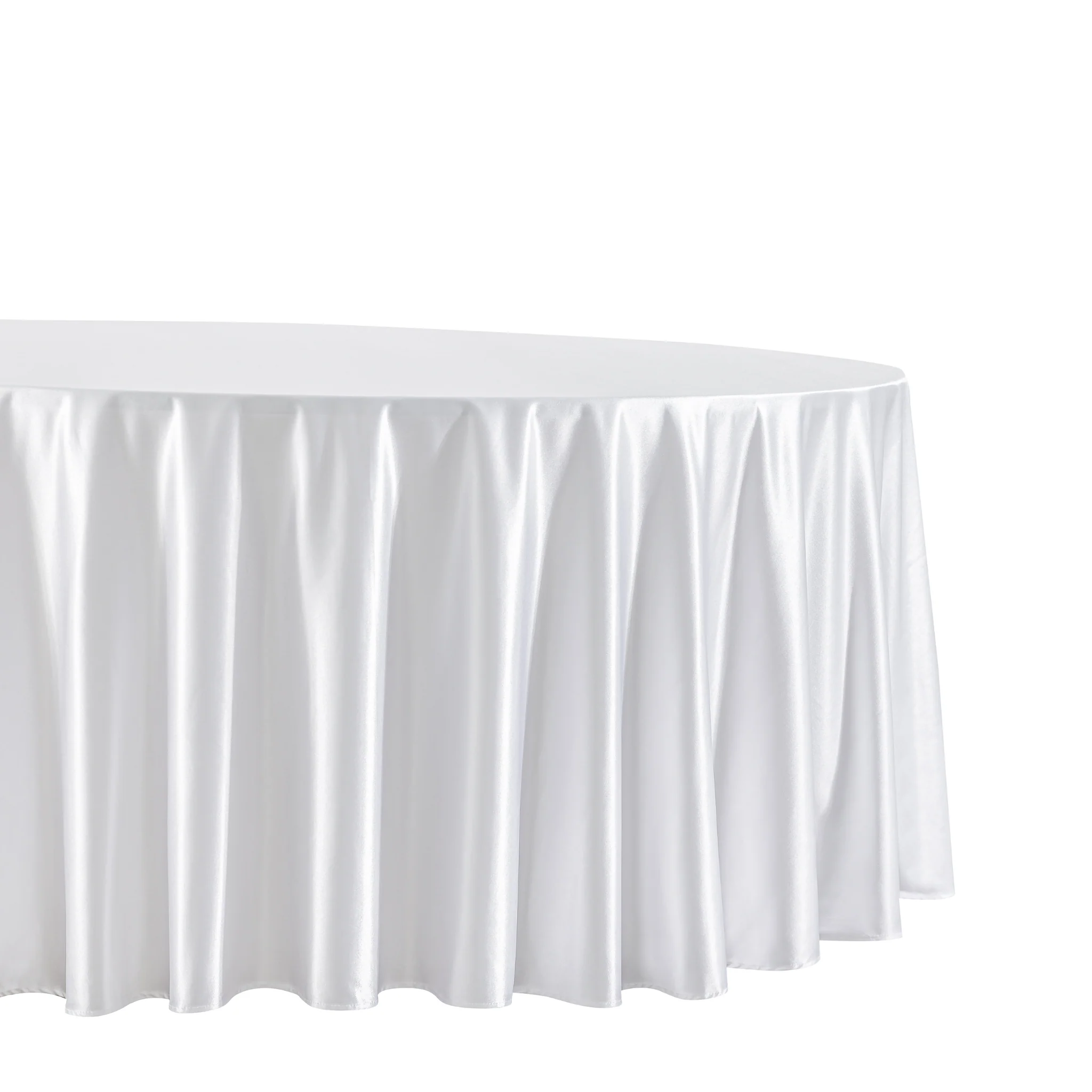 Premium Satin (Wrinkle-Resistant) 132" Round Tablecloth - White - Image 3