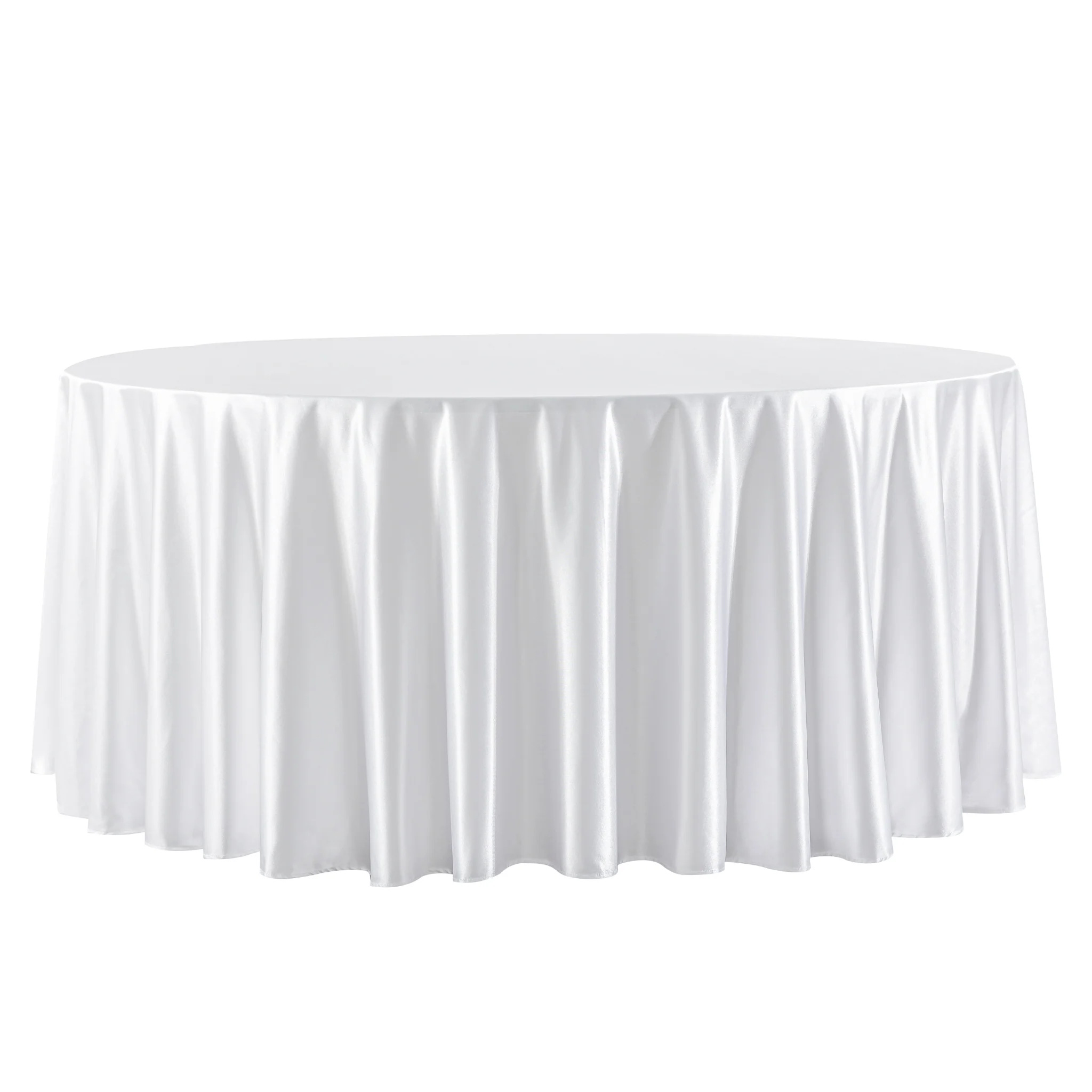 Premium Satin (Wrinkle-Resistant) 132" Round Tablecloth - White - Image 4
