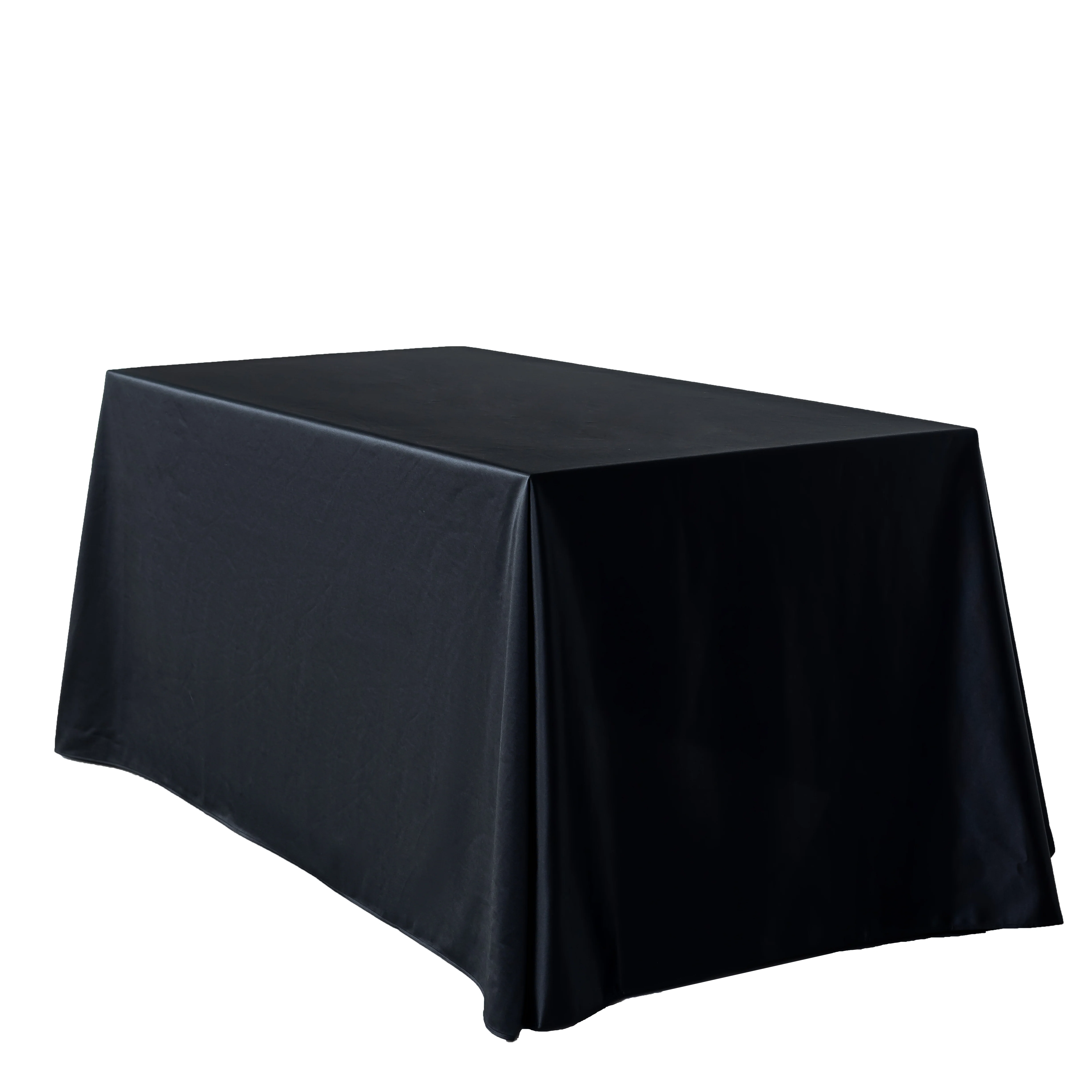 Premium Satin (Wrinkle-Resistant) 90"x132" Rectangular Tablecloth - Black