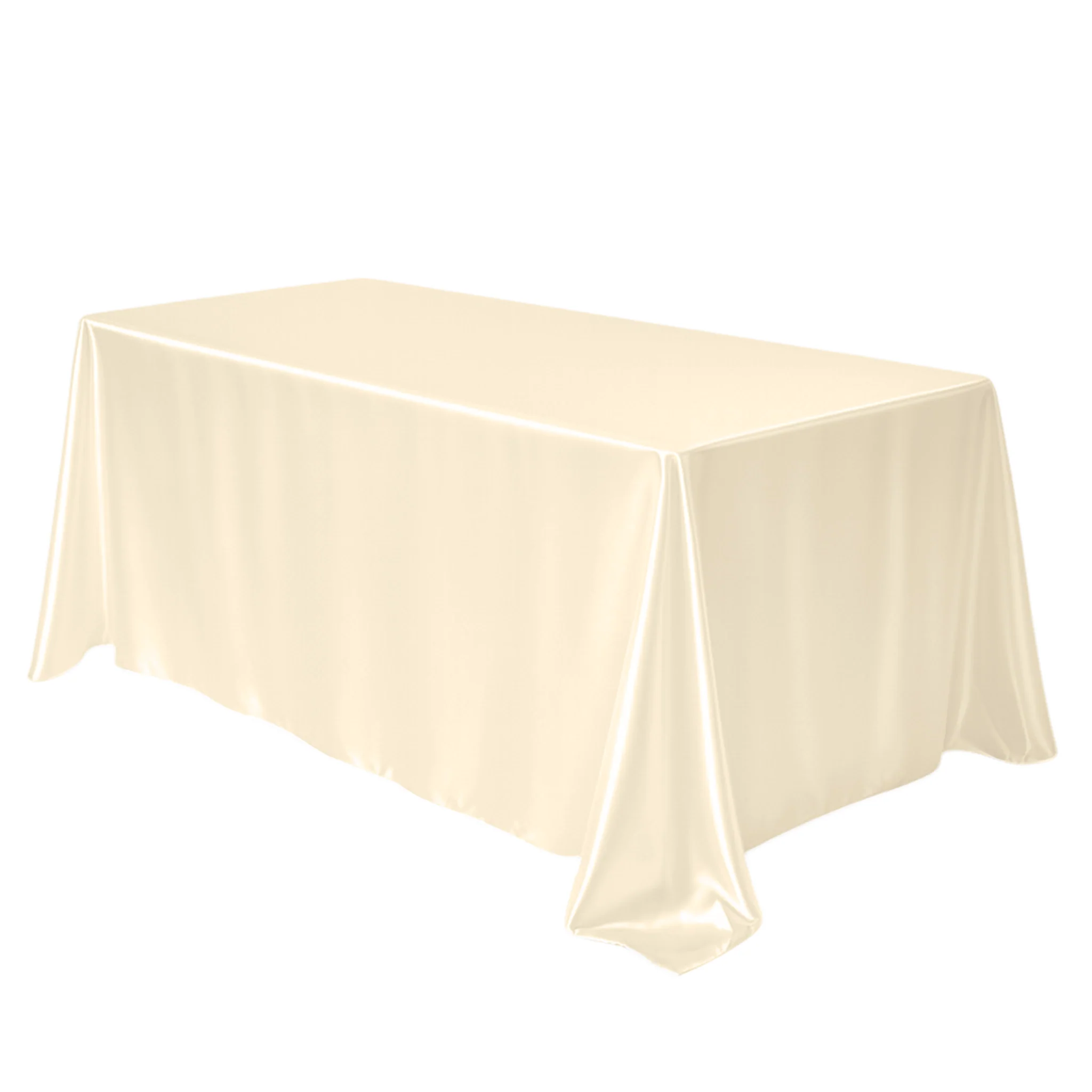 Premium Satin (Wrinkle-Resistant) 90"x132" Rectangular Tablecloth - Champagne
