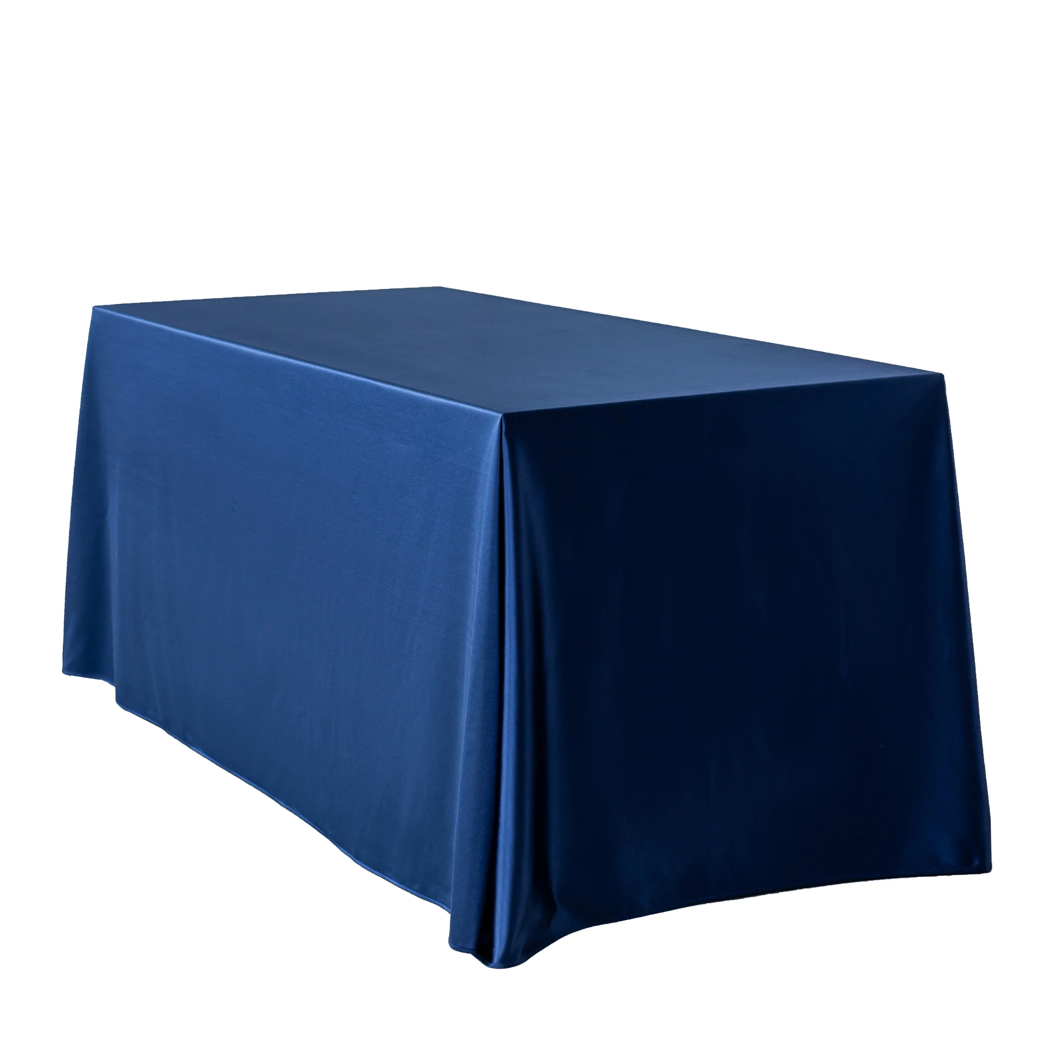 Premium Satin (Wrinkle-Resistant) 90"x132" Rectangular Tablecloth - Navy Blue