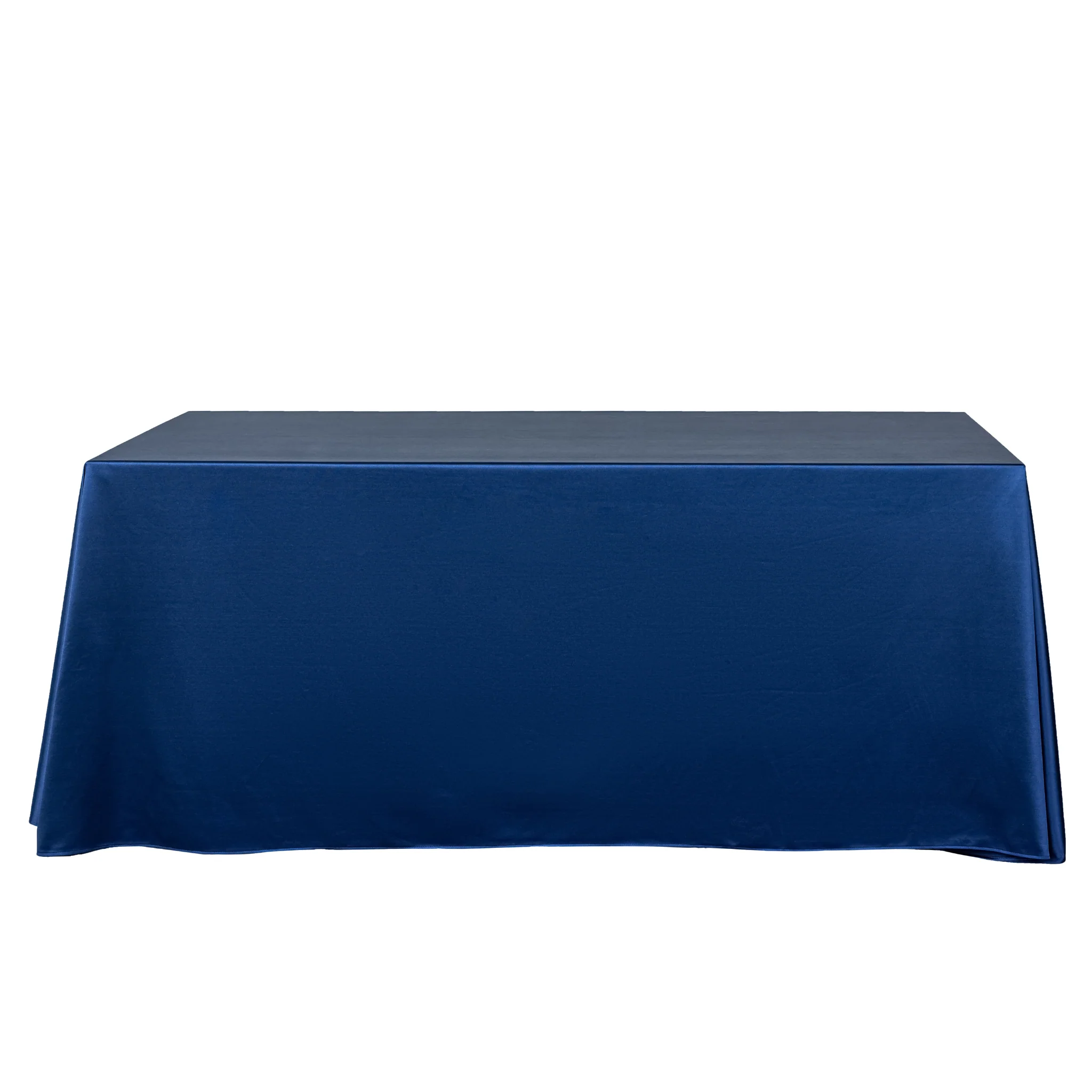 Premium Satin (Wrinkle-Resistant) 90"x132" Rectangular Tablecloth - Navy Blue - Image 5