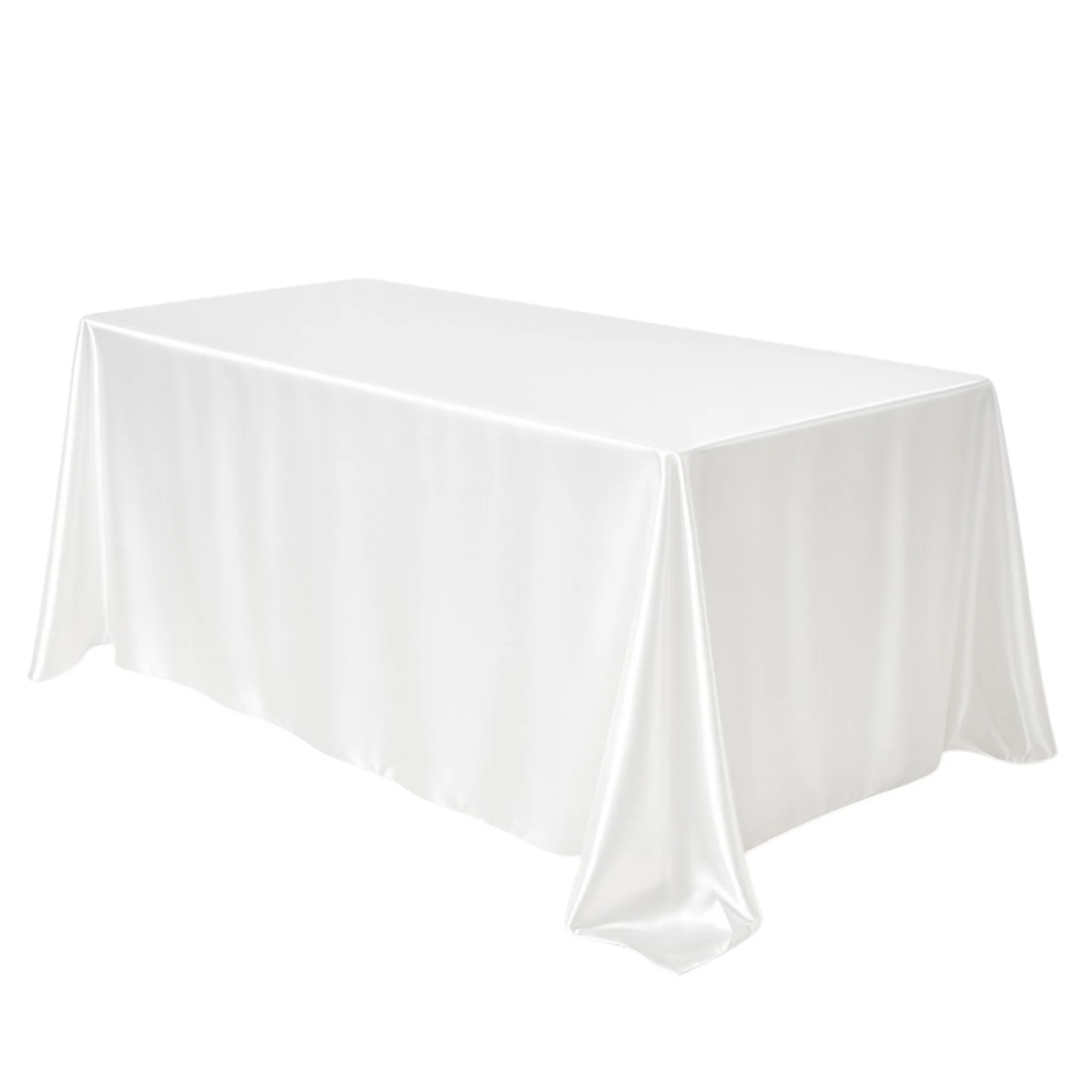 Premium Satin (Wrinkle-Resistant) 90"x132" Rectangular Tablecloth - White