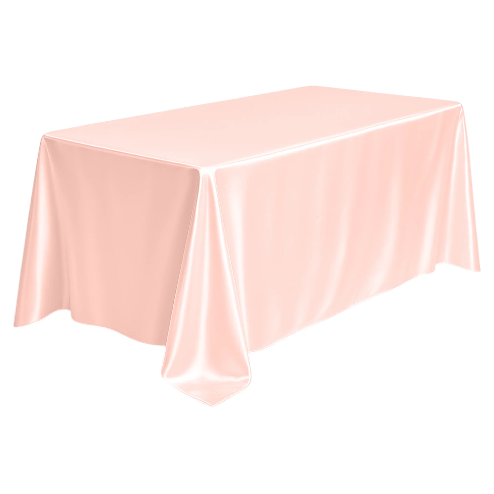 Premium Satin (Wrinkle-Resistant) 90"x156" Rectangular Tablecloth - Blush/Rose Gold