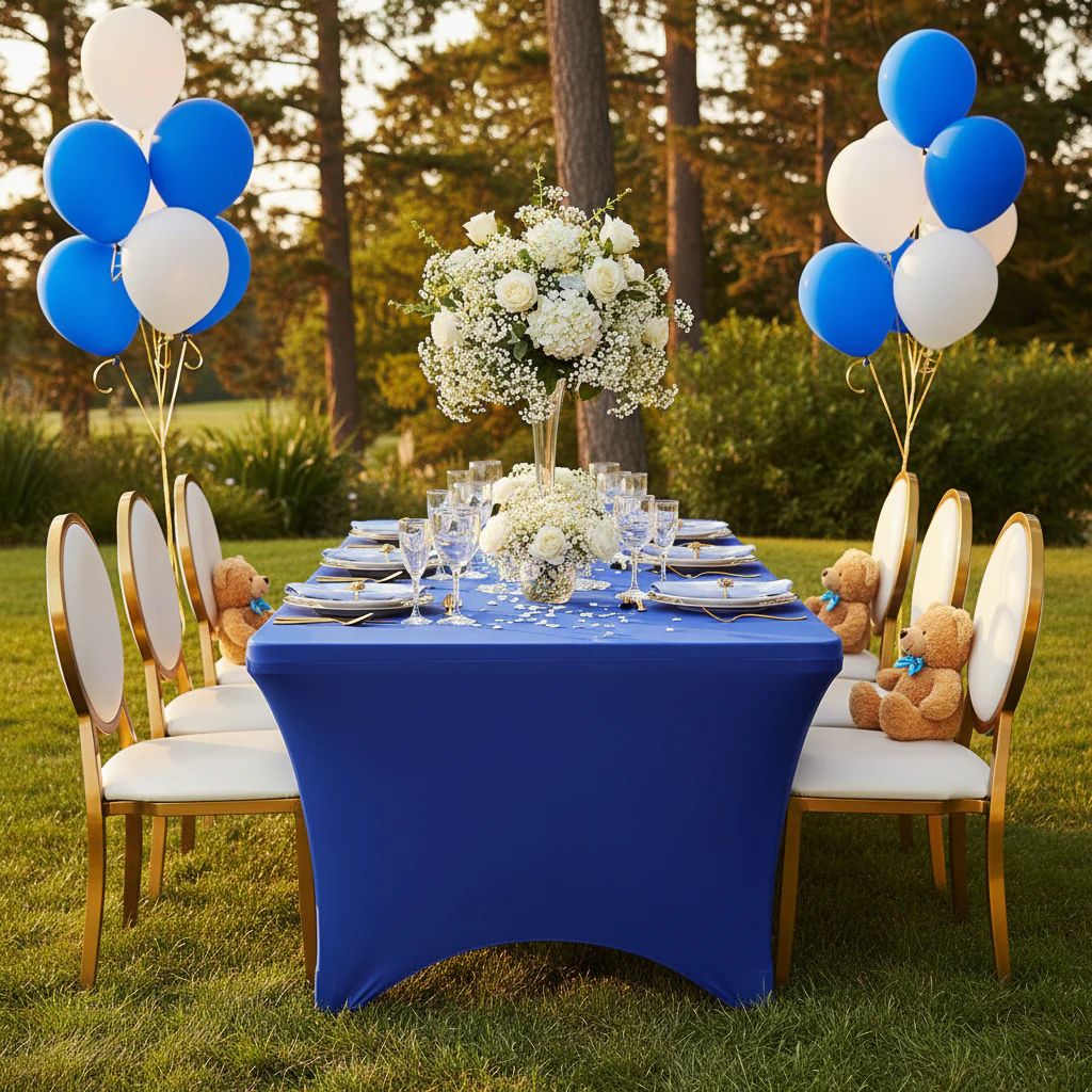 Rectangular 6 FT Spandex Table Cover - Royal Blue - Image 2