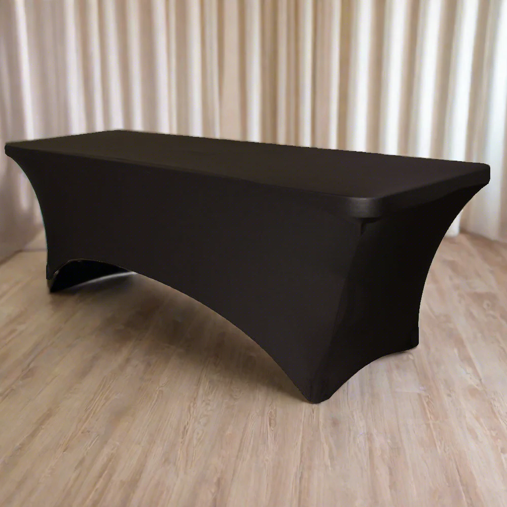 Rectangular 8 FT Spandex Table Cover - Black - Image 2