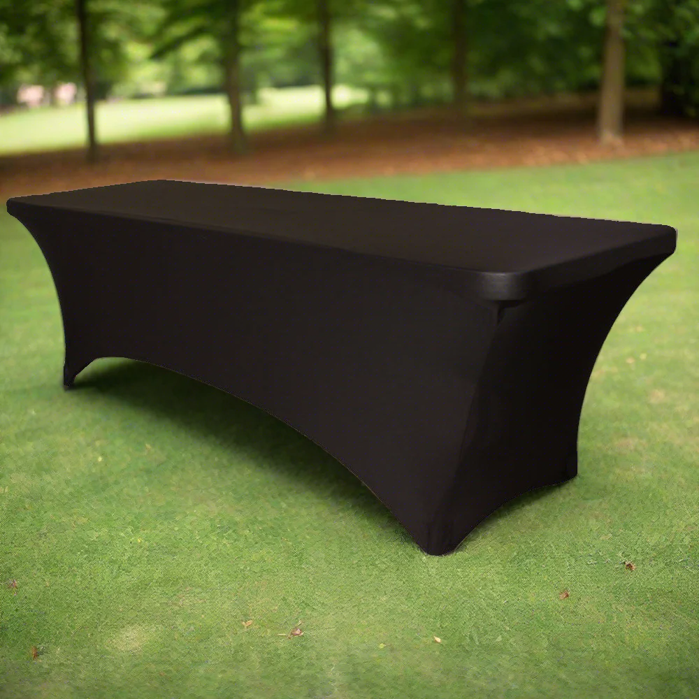 Rectangular 8 FT Spandex Table Cover - Black - Image 3